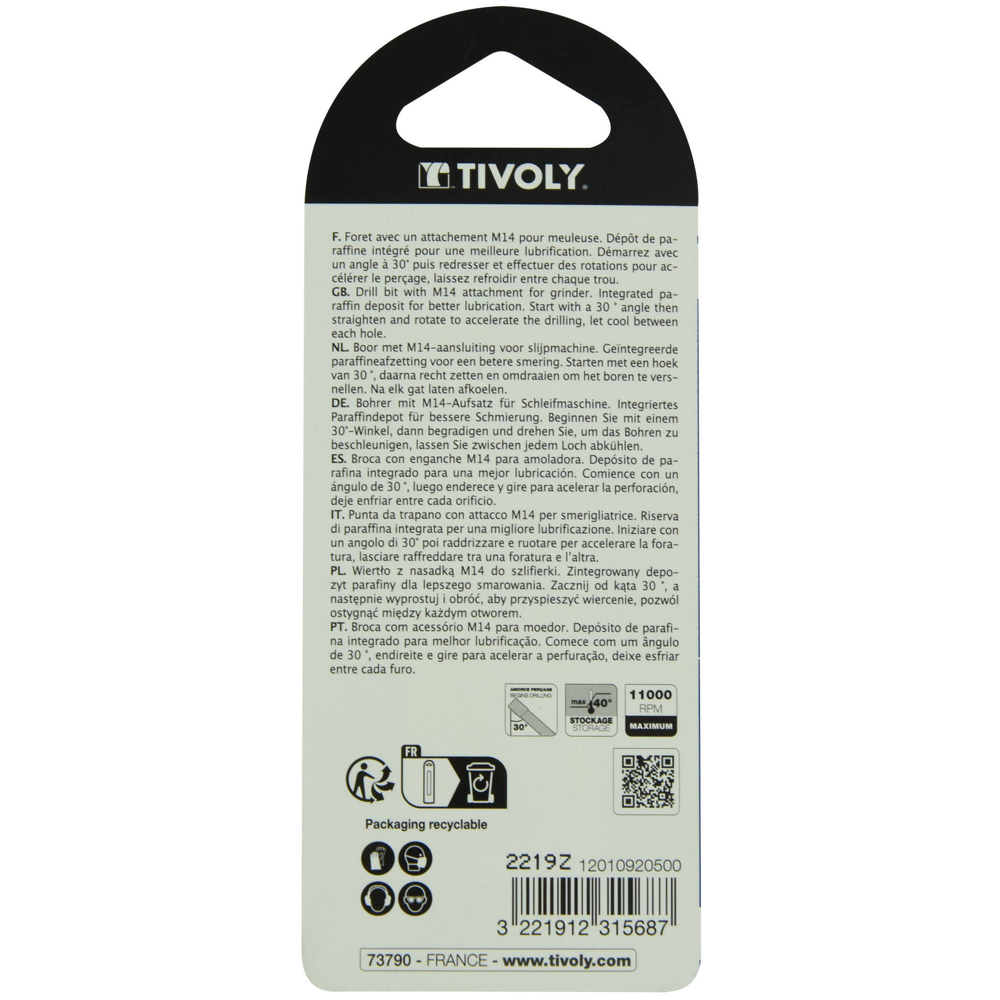 Ø: 5 / Broca diamantada taladrado en seco M14 -Amoladora (Blíster) / L: