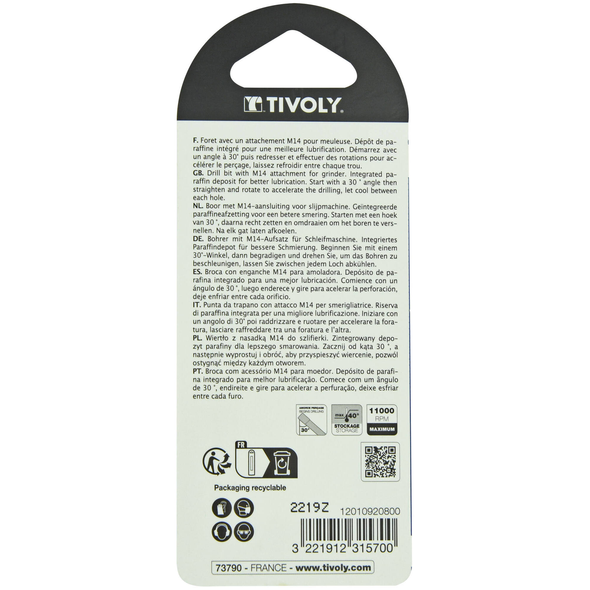 Ø: 8 / Broca diamantada taladrado en seco M14 -Amoladora (Blíster) / L: