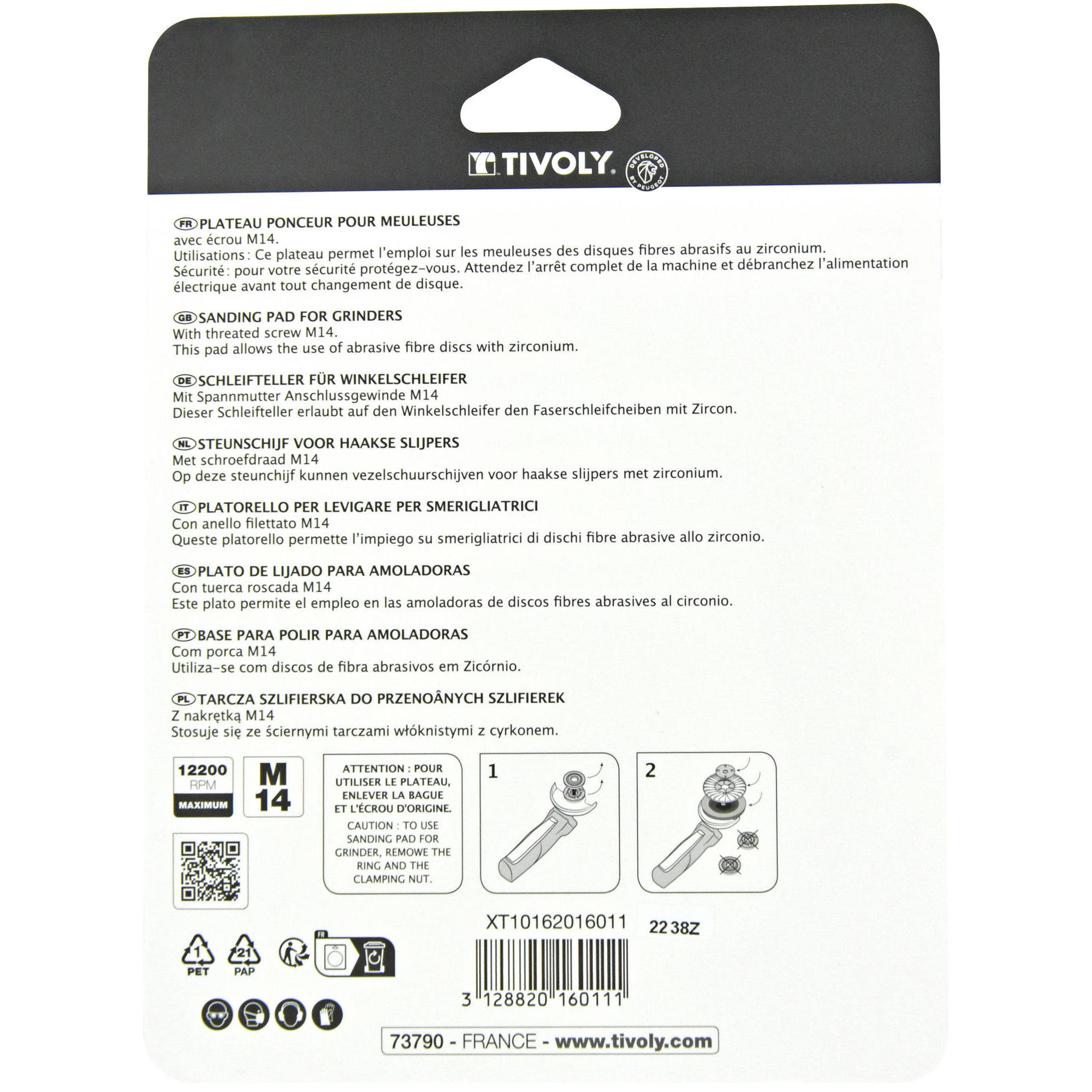 Plato de lijado caucho Amoladora - M14 Ø 125 mm