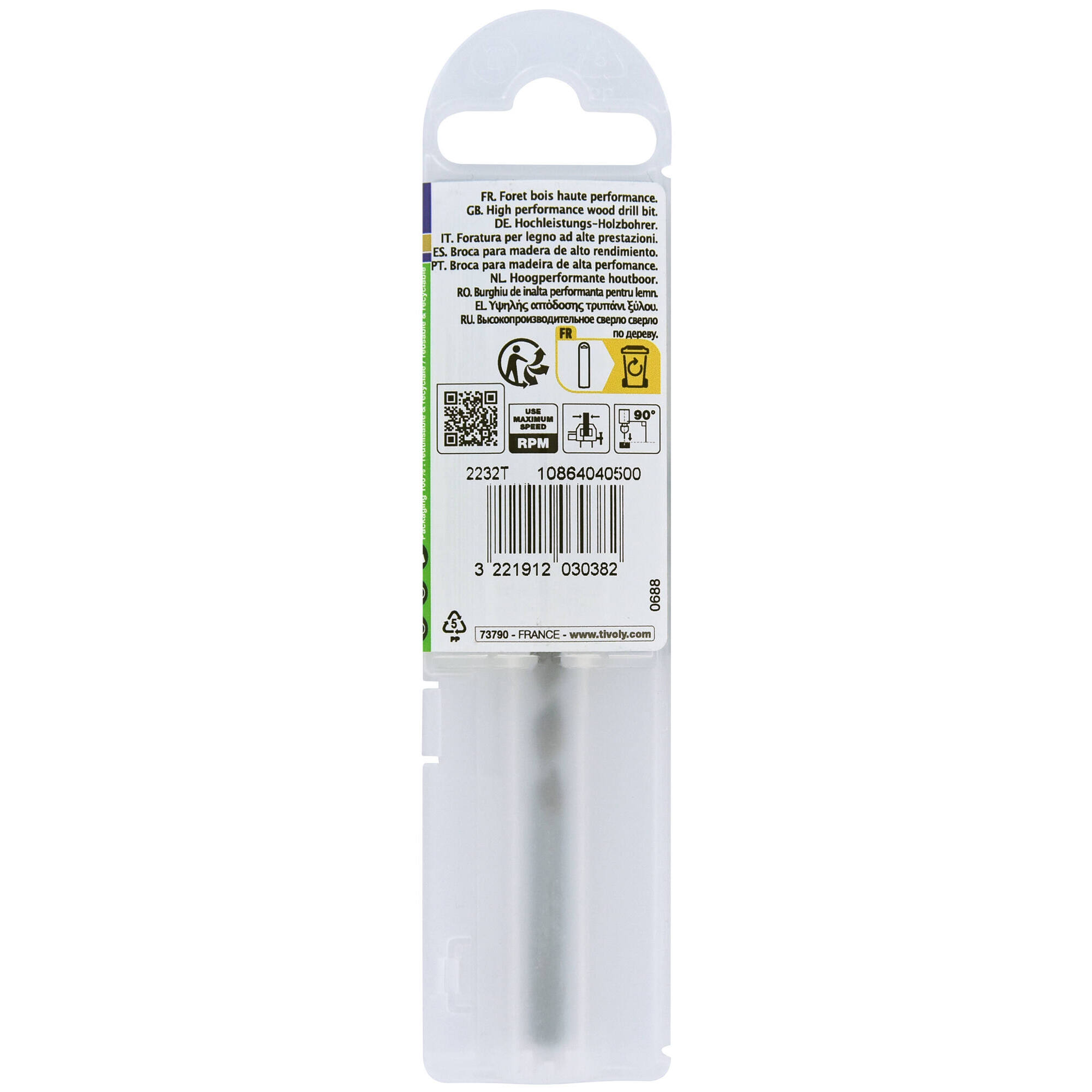 Ø: 5 / Broca para madera HSS -Afilado Speed point -Mango cilíndrico -Graduada SLR (Funda plástico) / L: 86