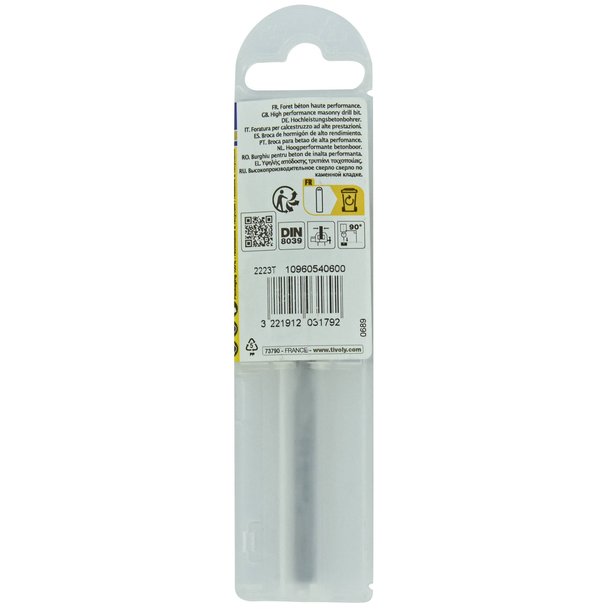 Ø: 6 / Broca para hormigón -Placa de Metal Duro con punta de centrado -Mango cilíndrico de 3 caras planas -Graduada SLR (Funda plástico) / L: 100