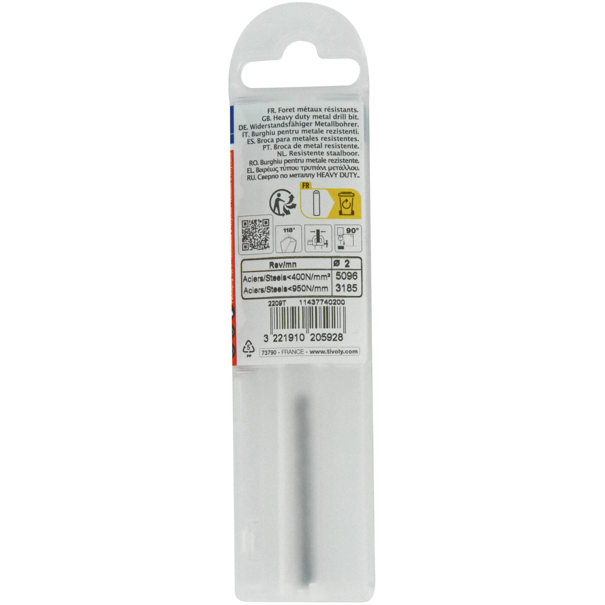 Ø: 2 / L: 49 / Broca para metal HSS -Afilado SPLIT POINT (Funda plástico)