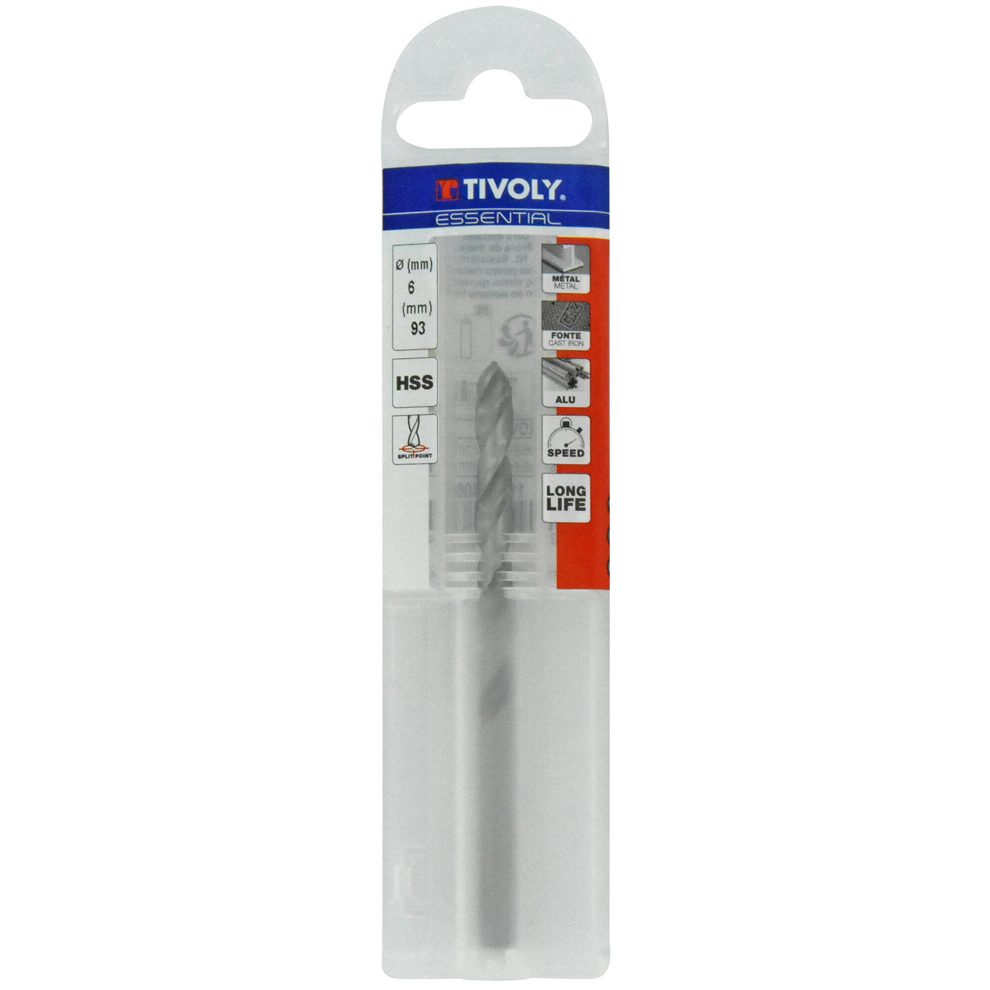 Ø: 6 / L: 93 / Broca para metal HSS -Afilado SPLIT POINT (Funda plástico)