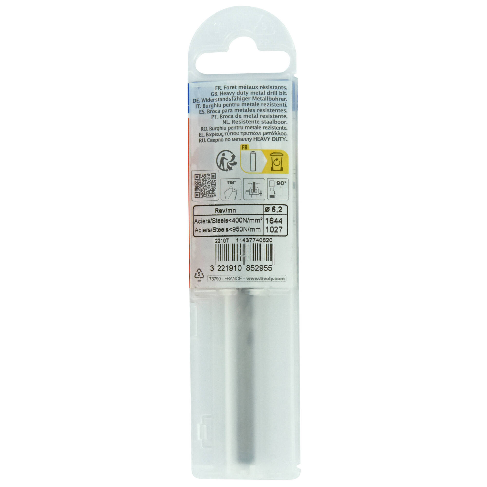 Ø: 6.2 / L: 101 / Broca para metal HSS -Afilado SPLIT POINT (Funda plástico)