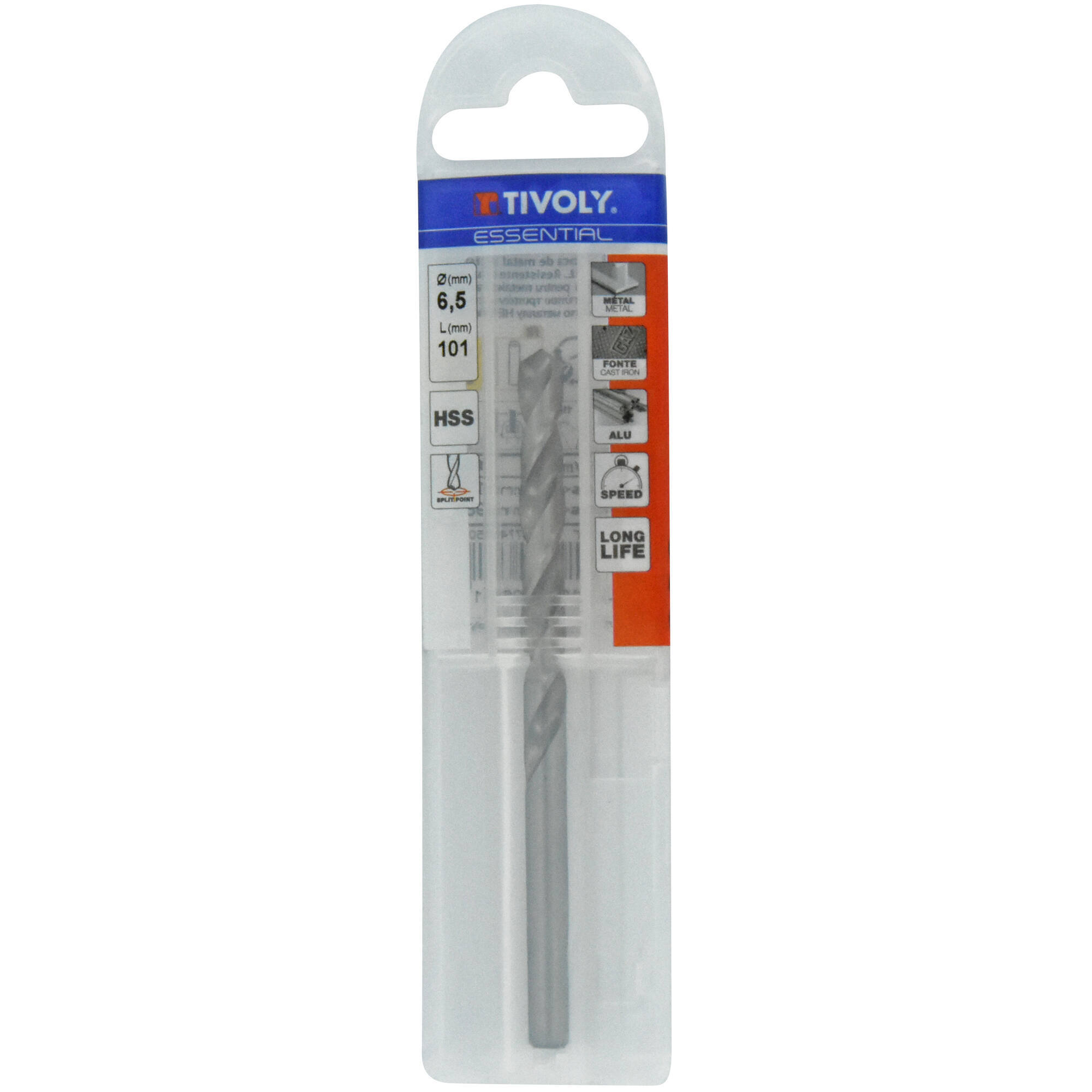 Ø: 6.5 / L: 101 / Broca para metal HSS -Afilado SPLIT POINT (Funda plástico)