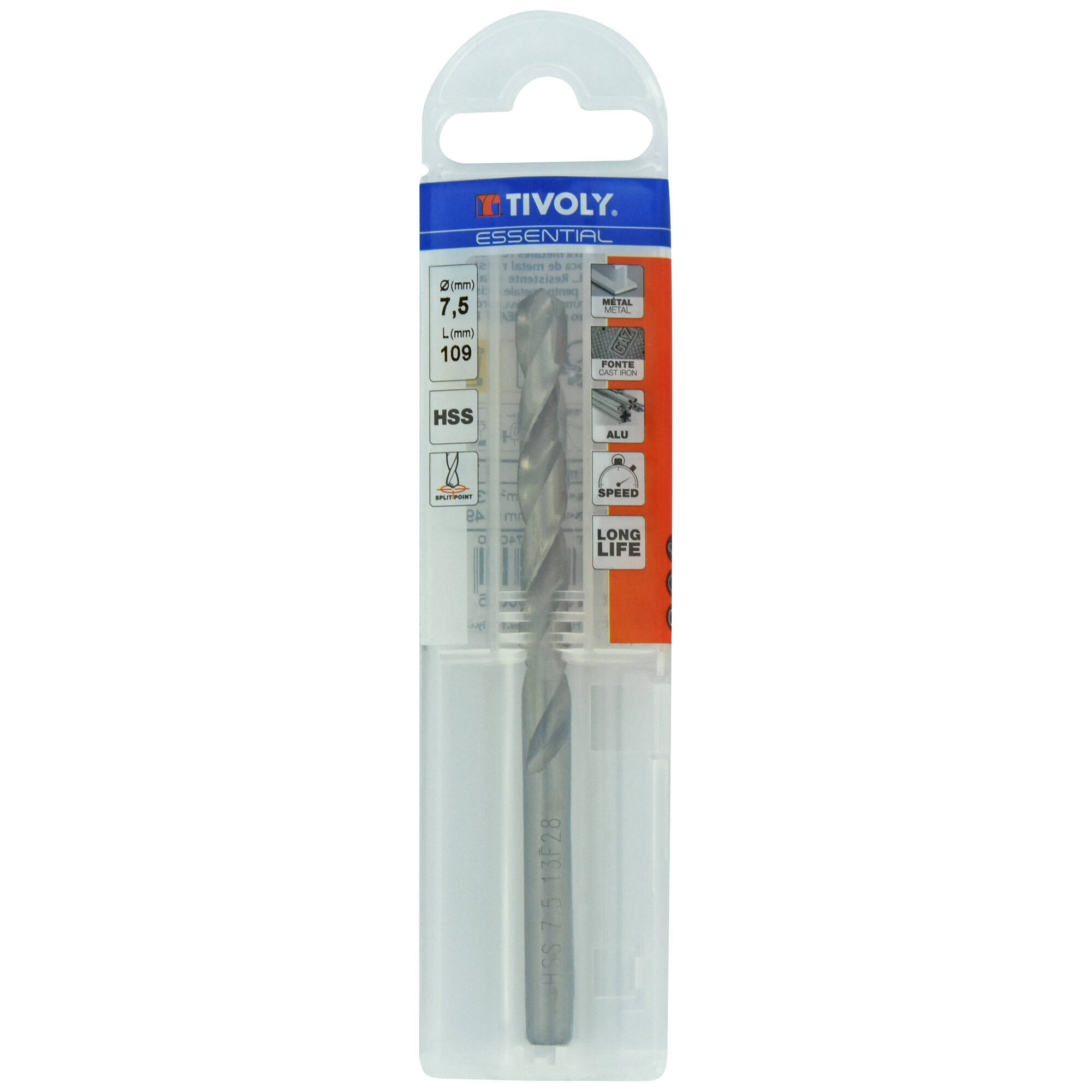 Ø: 7.5 / L: 109 / Broca para metal HSS -Afilado SPLIT POINT (Funda plástico)