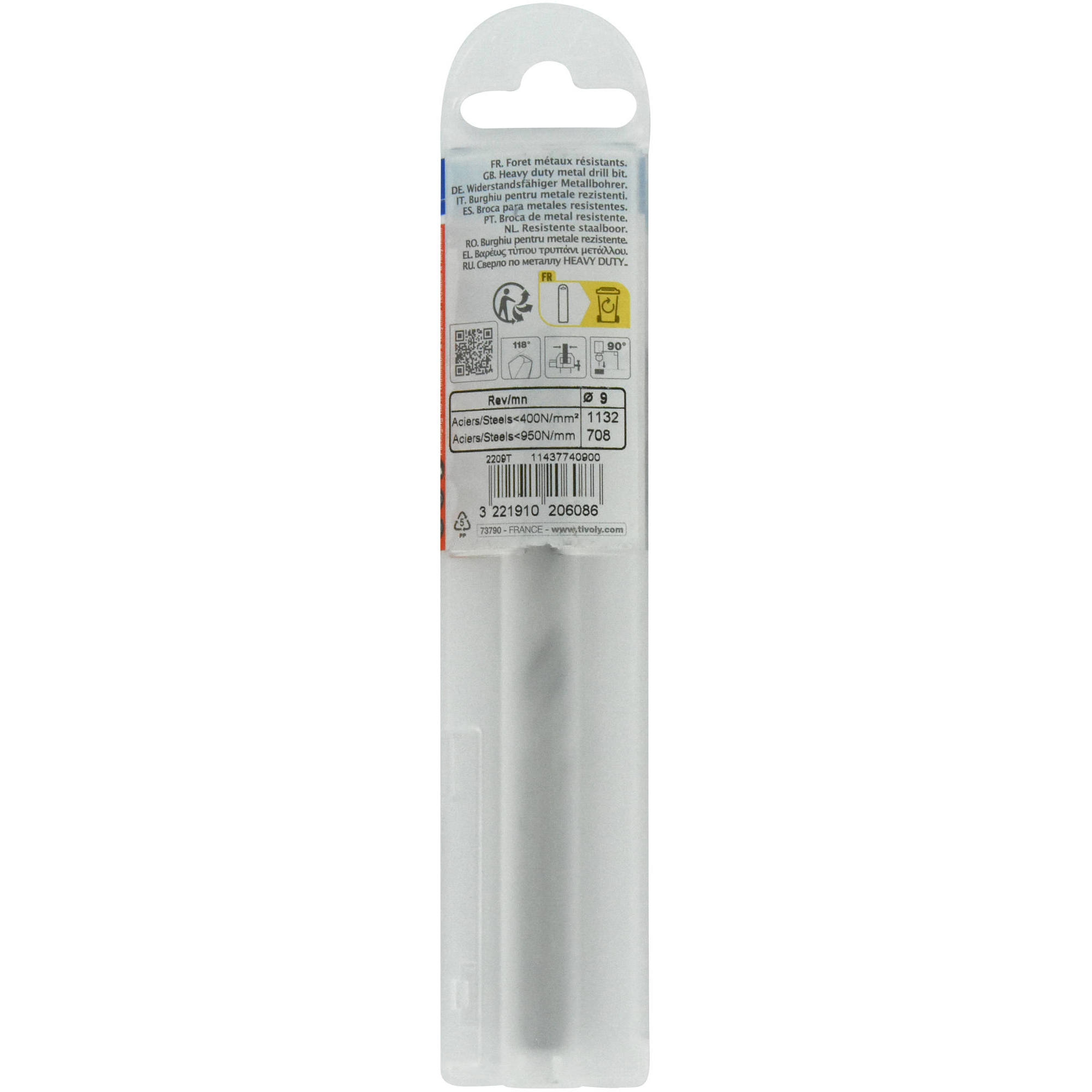 Ø: 9 / L: 125 / Broca para metal HSS -Afilado SPLIT POINT (Funda plástico)