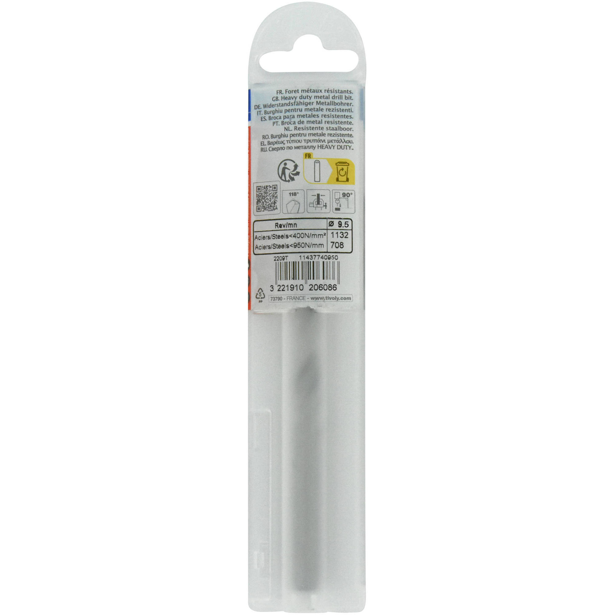 Ø: 9.5 / L: 125 / Broca para metal HSS -Afilado SPLIT POINT (Funda plástico)