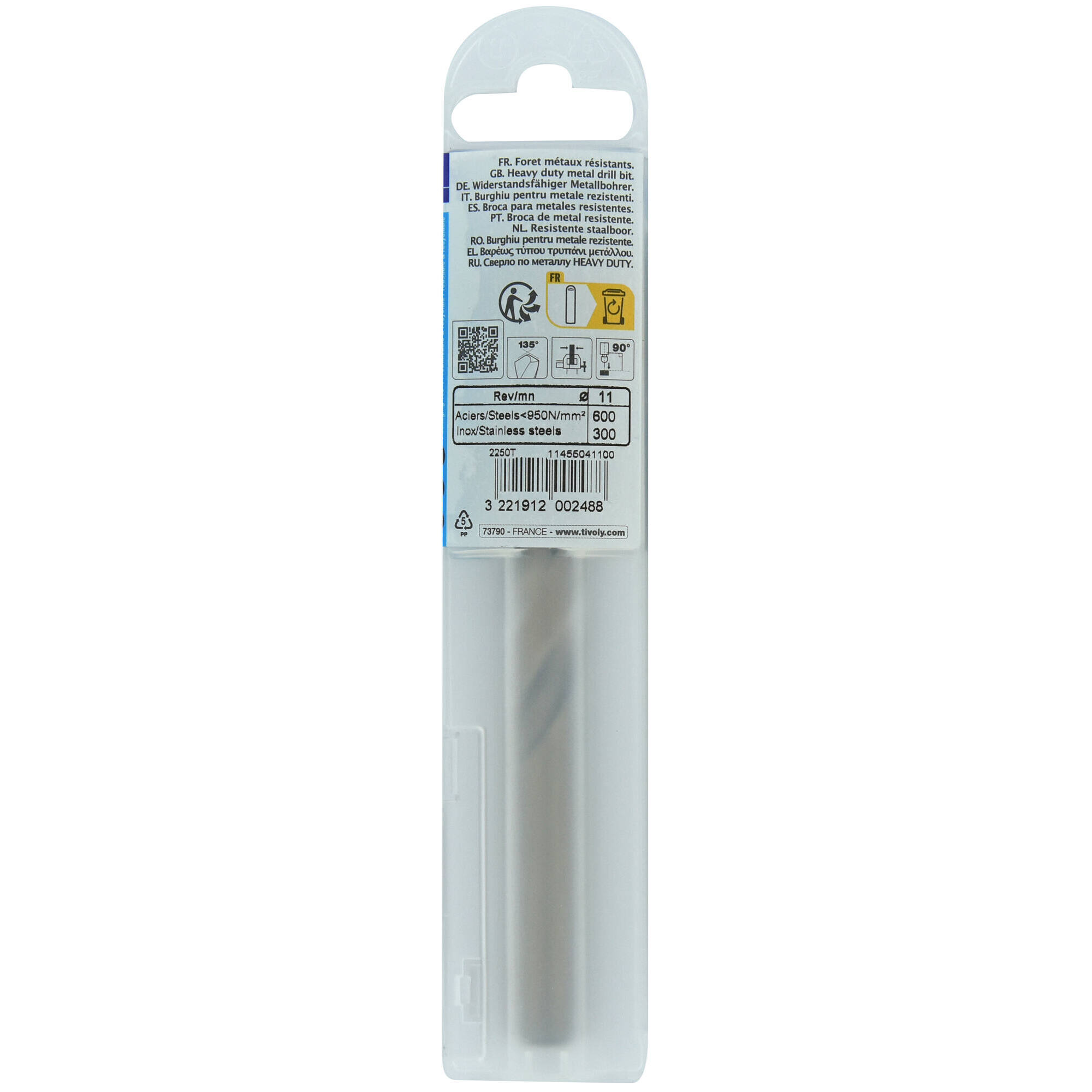 Ø: 11 / L: 142 / Broca para metal HSS-E5 (cobalto 5 %) -Afilado SPLIT POINT -Graduada SLR (Funda plástico)