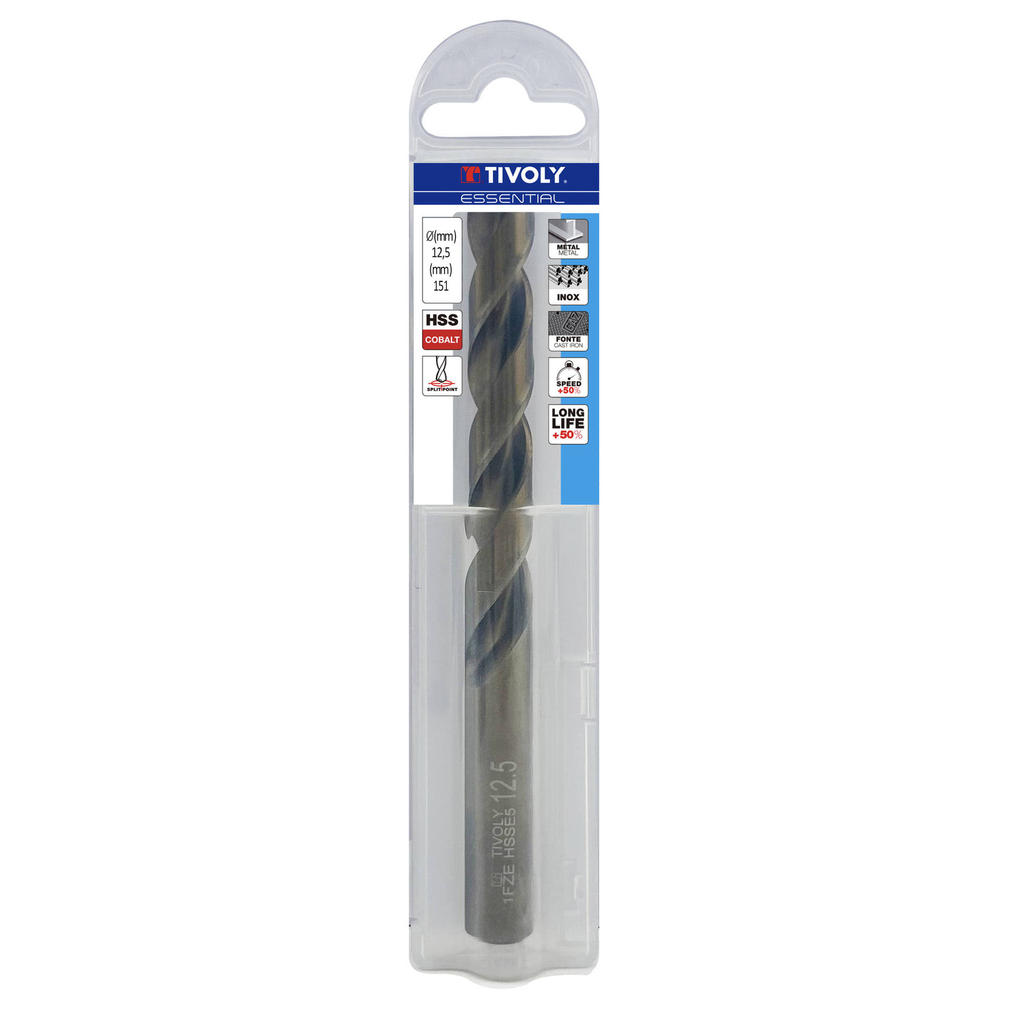 Ø: 12.5 / L: 151 / Broca para metal HSS-E5 (cobalto 5 %) -Afilado SPLIT POINT -Graduada SLR (Funda plástico)
