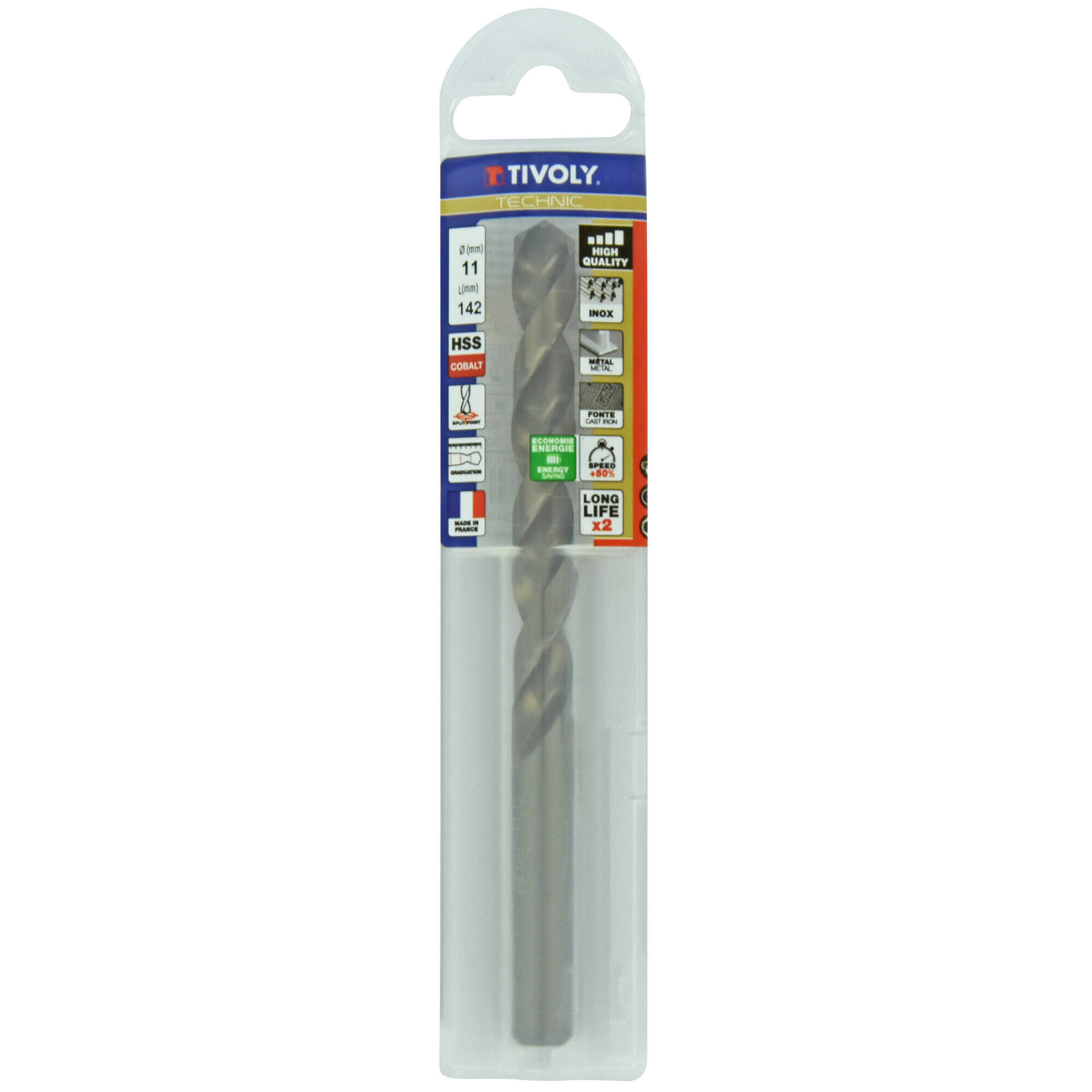 Ø: 11 / L: 142 / Broca para metal HSS-E5 (cobalto 5 %) -Afilado SPLIT POINT -Graduada SLR (Funda plástico)