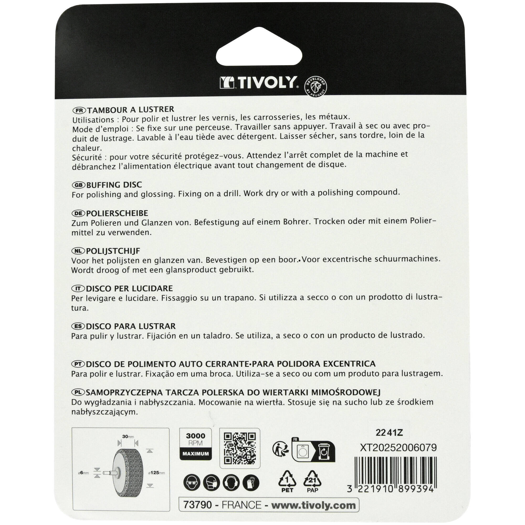 TAMBOR DE PULIDO (Blíster) / Ø: 125 /