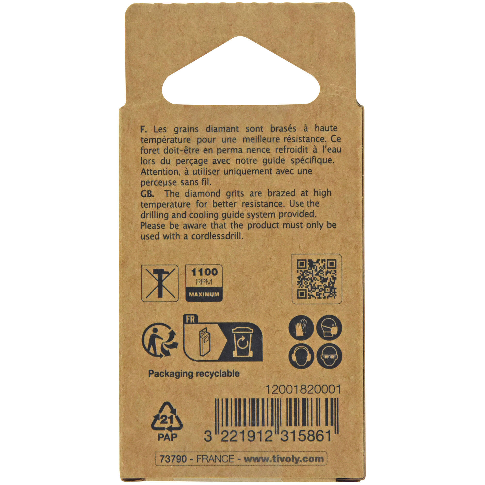 3 piezas - Brocas diamantadas soldadas taladrado con refrigeración Ø6-8-10 mm