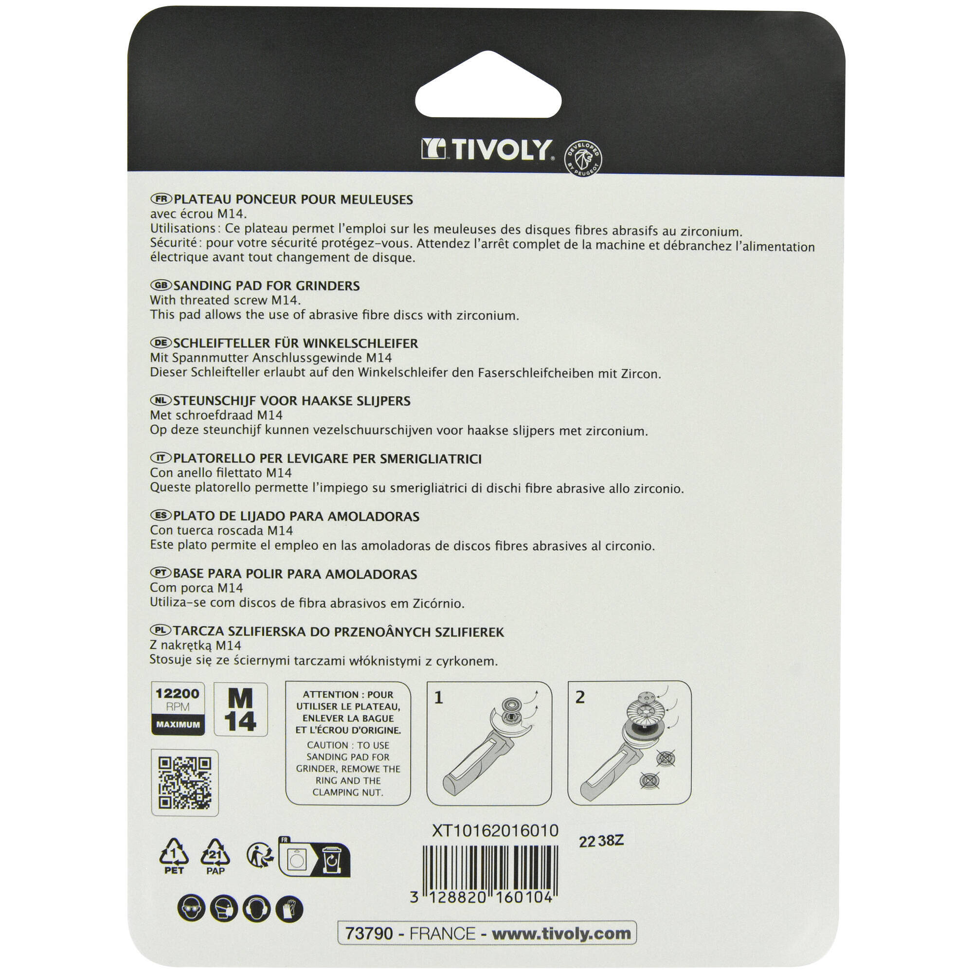 Plato de lijado caucho Amoladora - M14 Ø 115 mm