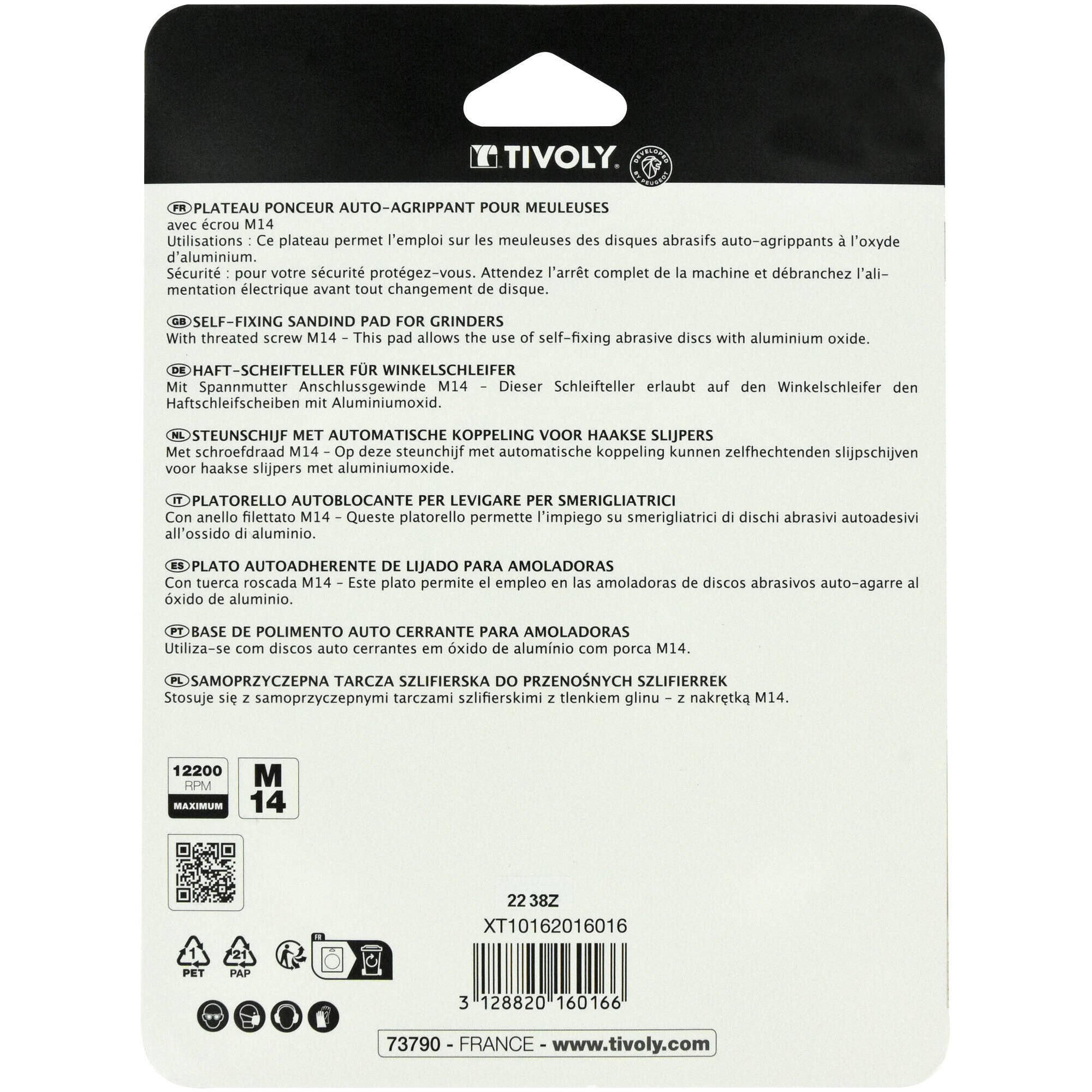 Plato de lijado AMOLADORA autoadhesivo M14 Ø 125 mm