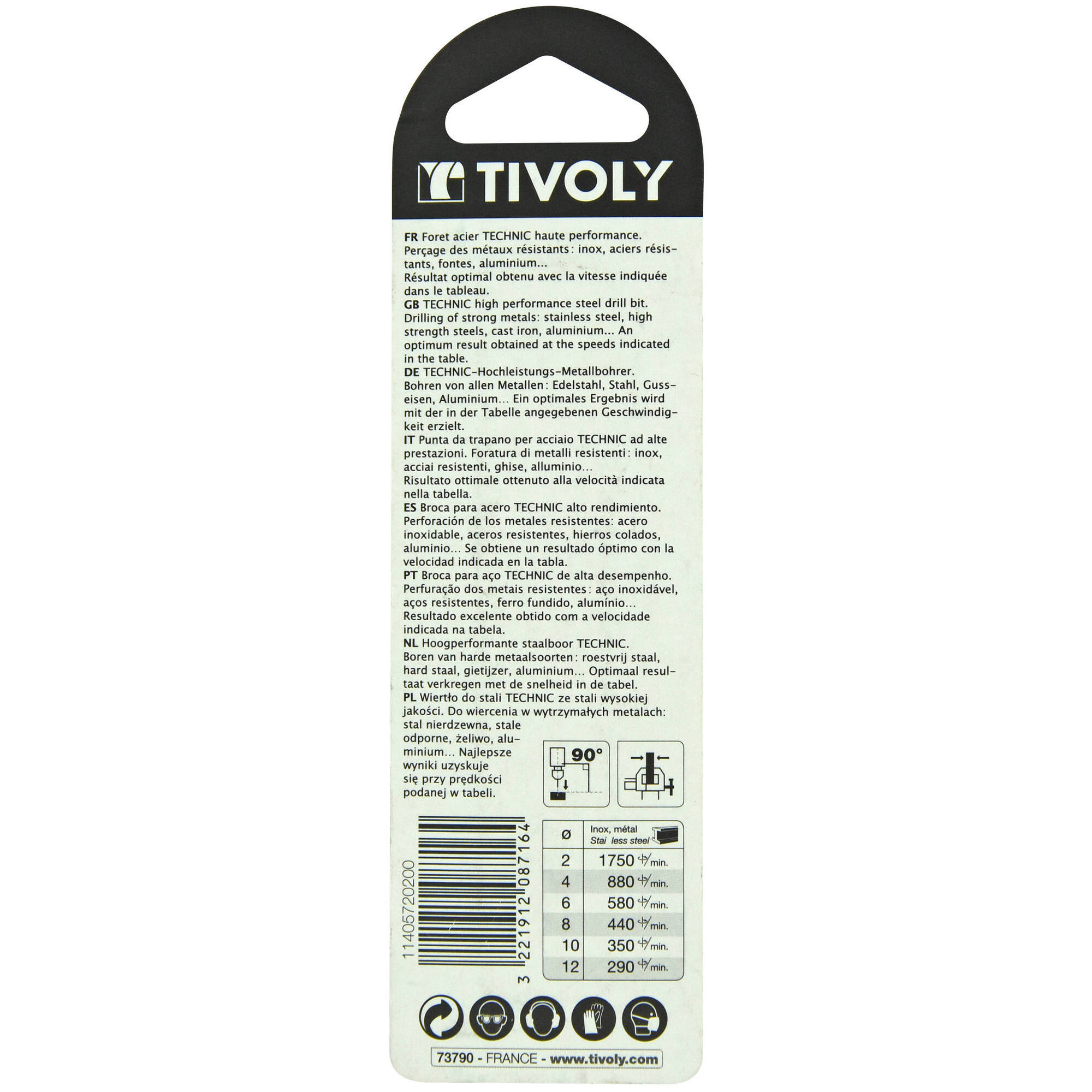 Ø: 2 / L: 85 / Broca para metal HSS-E5 (cobalto 5 %) -Serie larga -Afilado SPLIT POINT (Blíster)