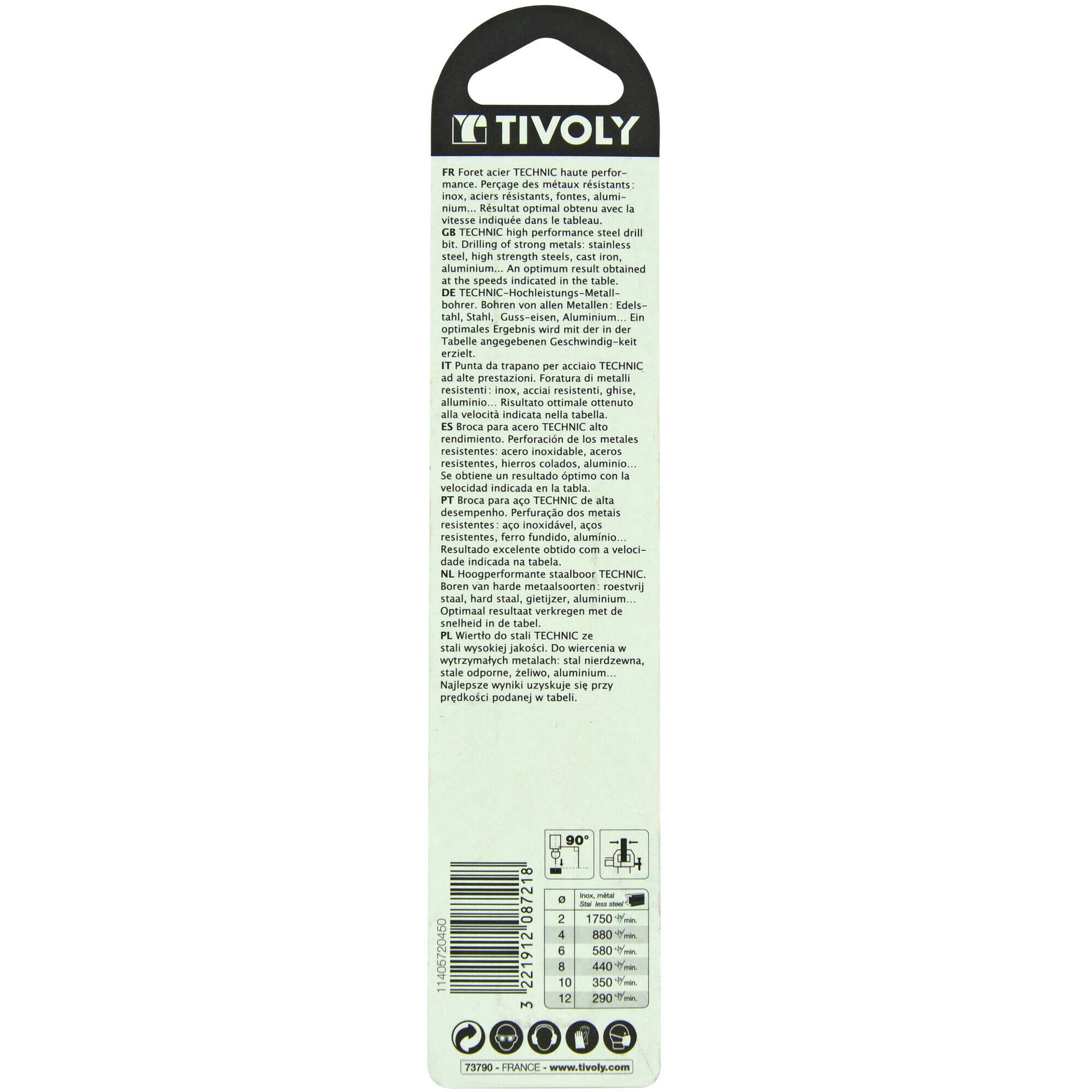 Ø: 4.5 / L: 126 / Broca para metal HSS-E5 (cobalto 5 %) -Serie larga -Afilado SPLIT POINT (Blíster)