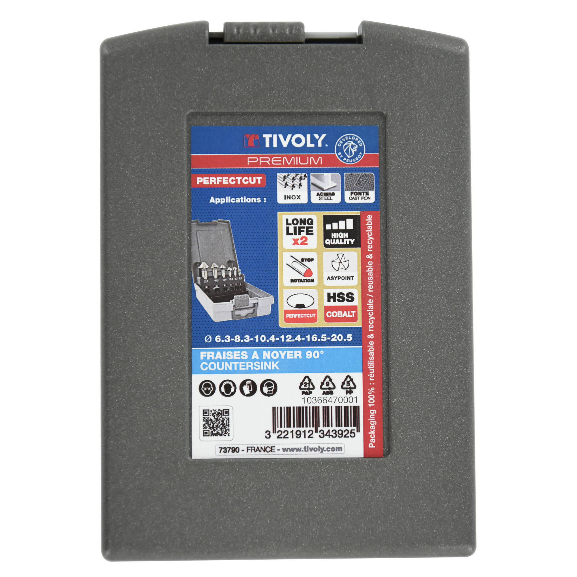 6 avellanadores HSS-E5 (cobalt 5%) -DIN335C - ASYPOINT -Ø6,8 à 20,5mm