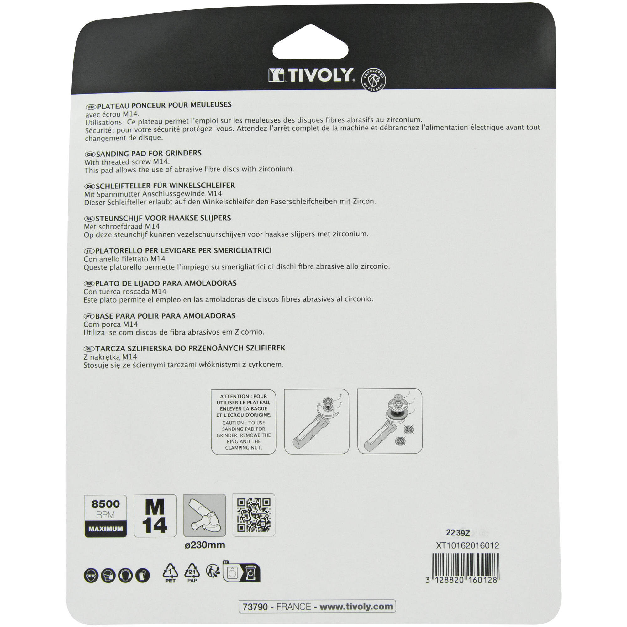 Plato de lijado caucho Amoladora - M14 Ø 180 mm