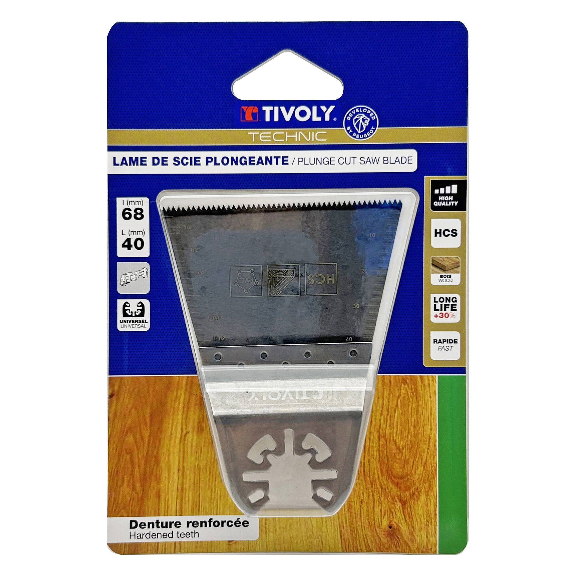 Cuchilla de inmersión HCS - 68*40mm - Dientes reforzados - Para cortes anchos