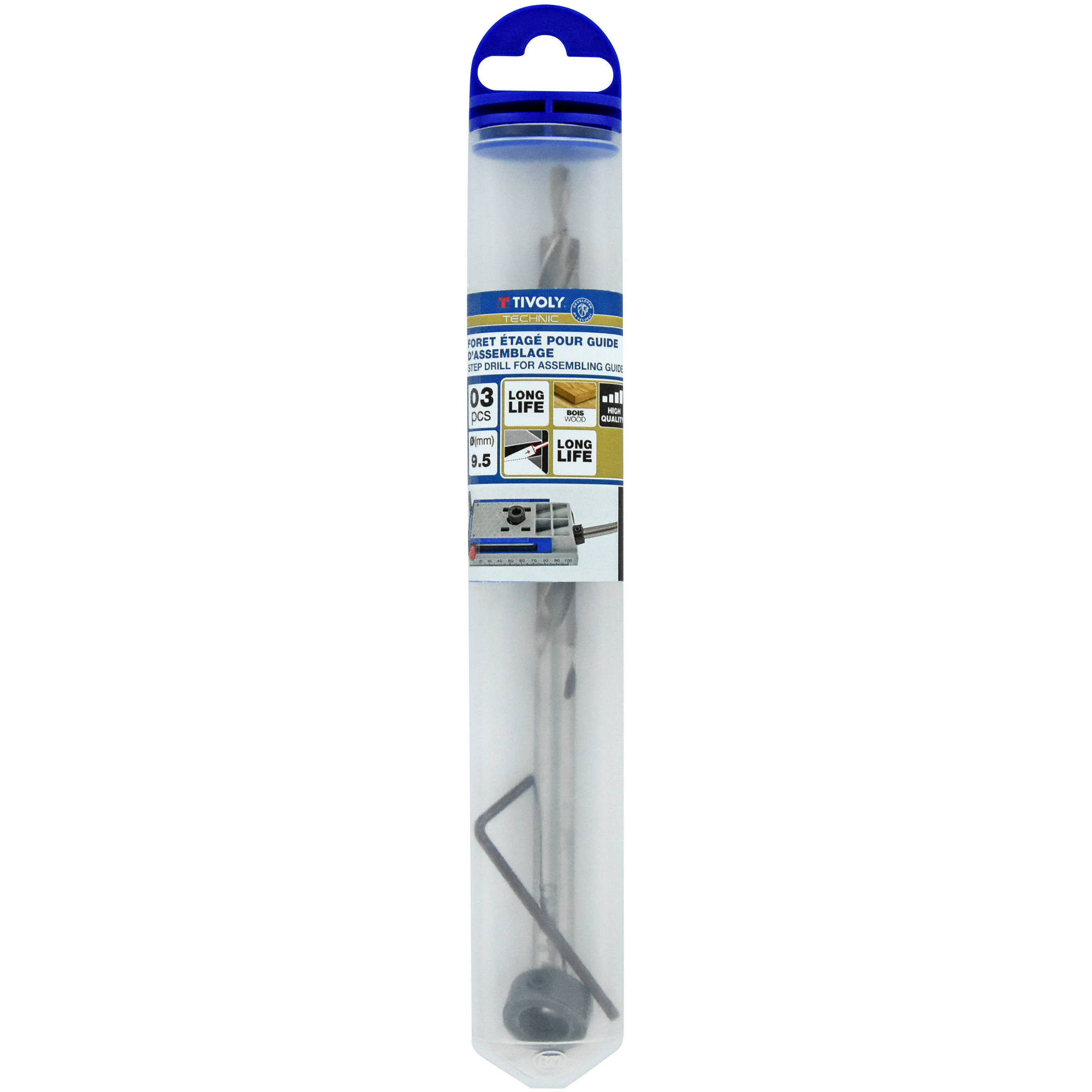 Broca escalonada Ø 9.5mm + tope de profundidad + llave allen