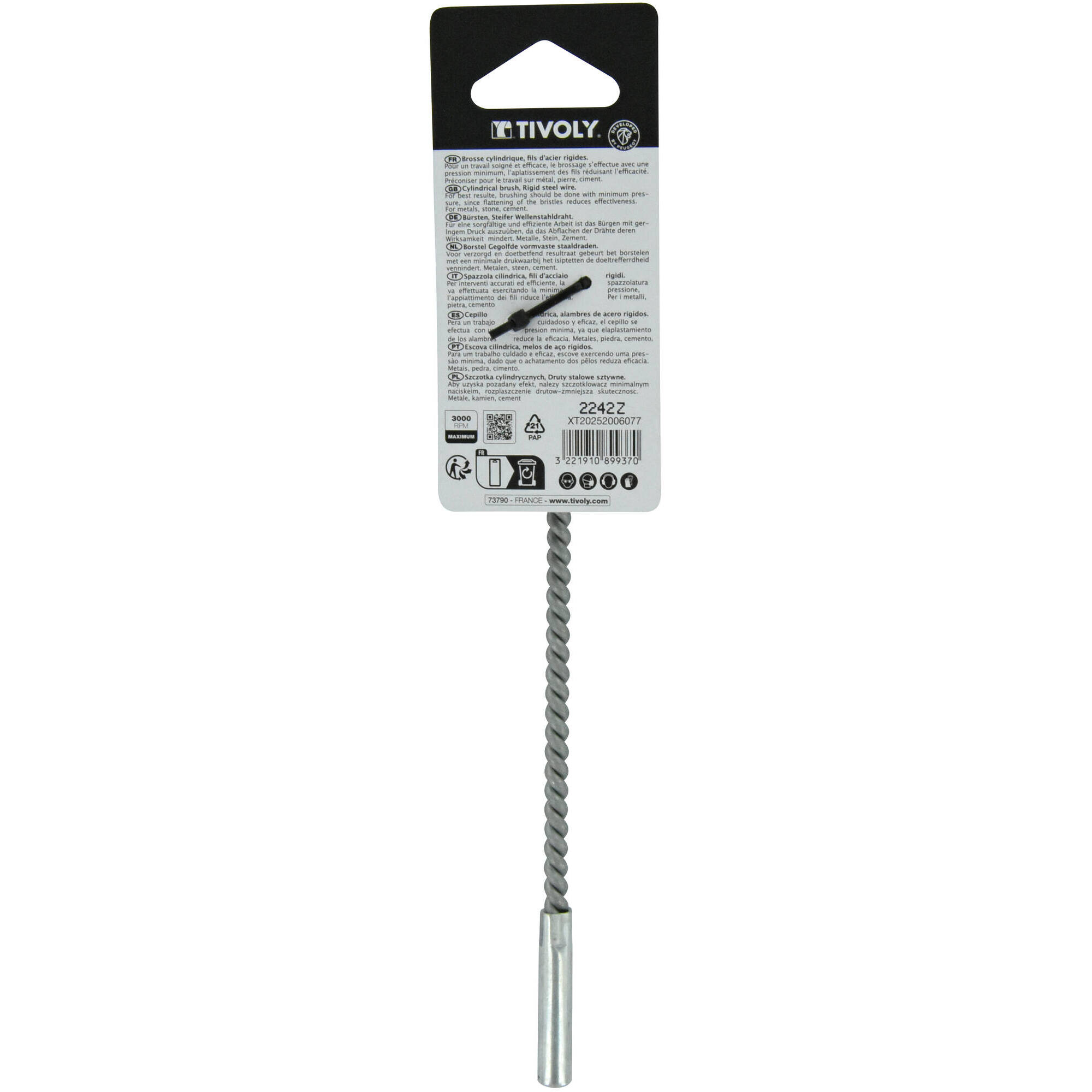 Cepillo CILÍNDRICO -Alambre de acero ondulado -Decapado de metal (Blíster) / Ø: 38 / 0.35