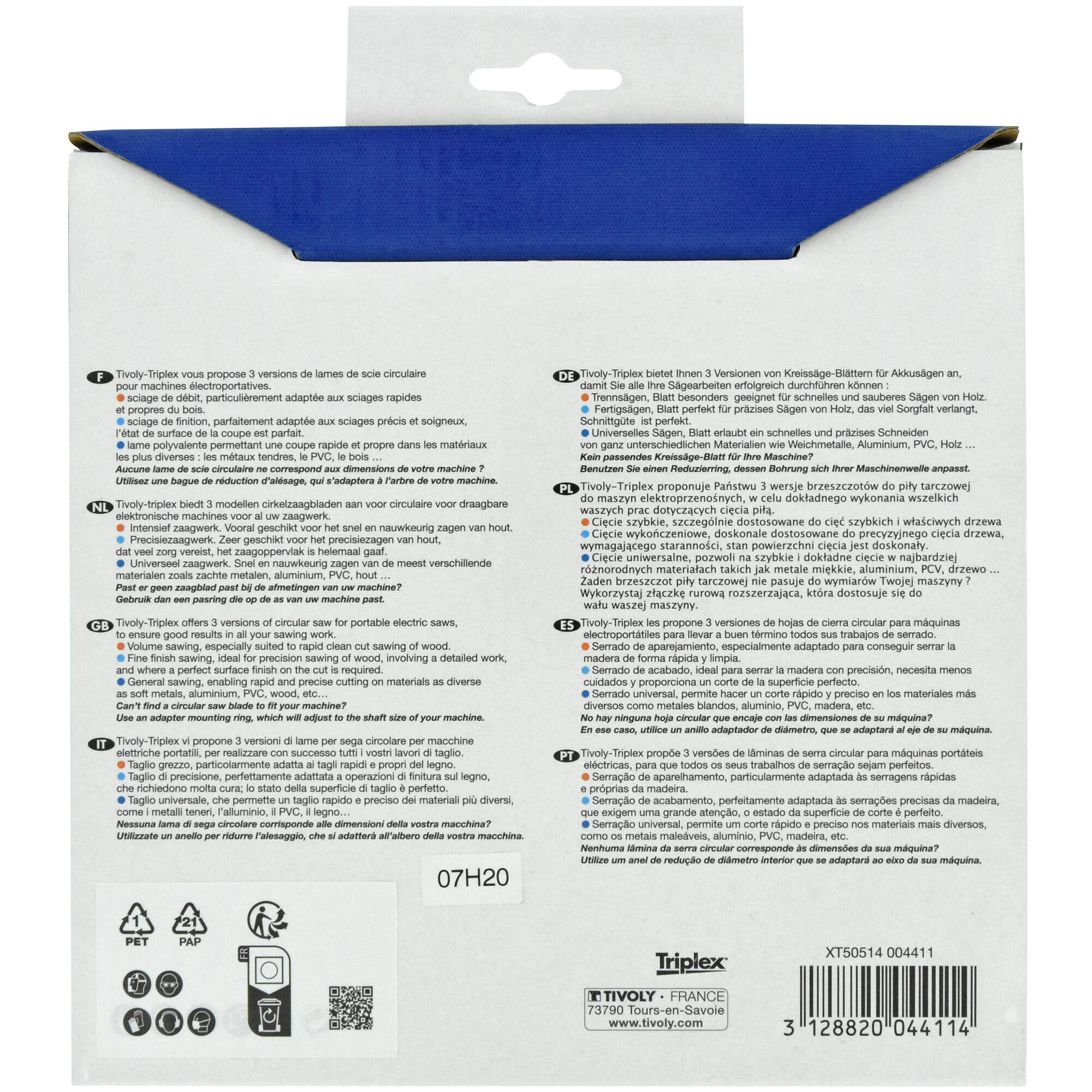 Ø: 170 x Ø2: 20 x Z: 30 / Hojas de sierra circular -Acabado -Para madera dura, estratificada y parqué -Uso en sierra portátil (Funda cartón)