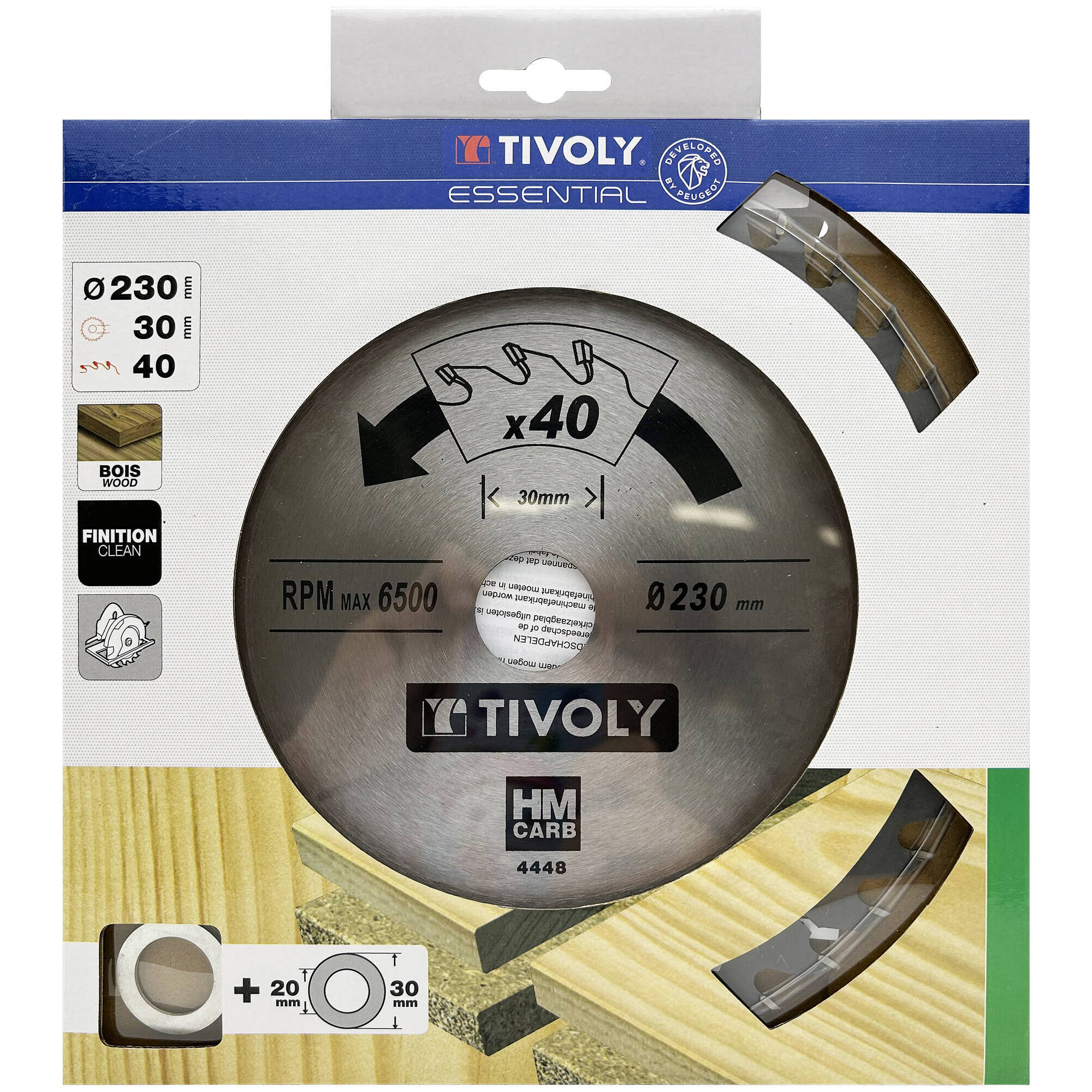 Ø: 230 x Ø2: 30 x Z: 40 / Hojas de sierra circular -Acabado -Para madera dura, estratificada y parqué -Uso en sierra portátil (Funda cartón)