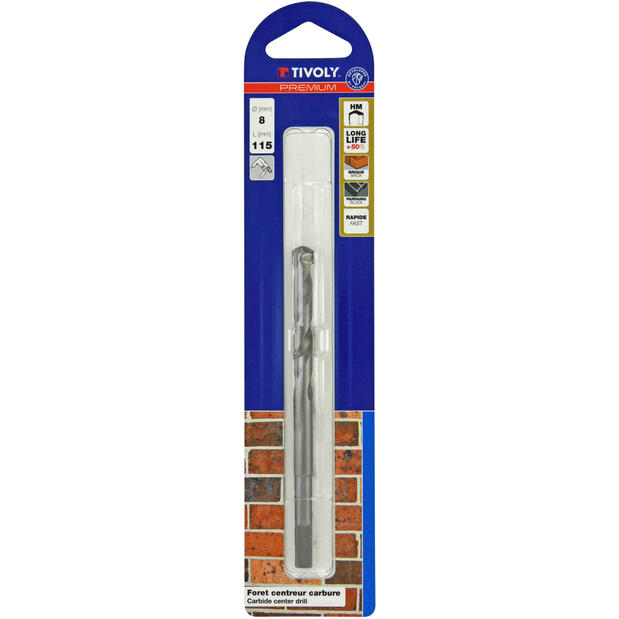 Broca de metal duro Ø8mm para husillo guía "Quick Click"