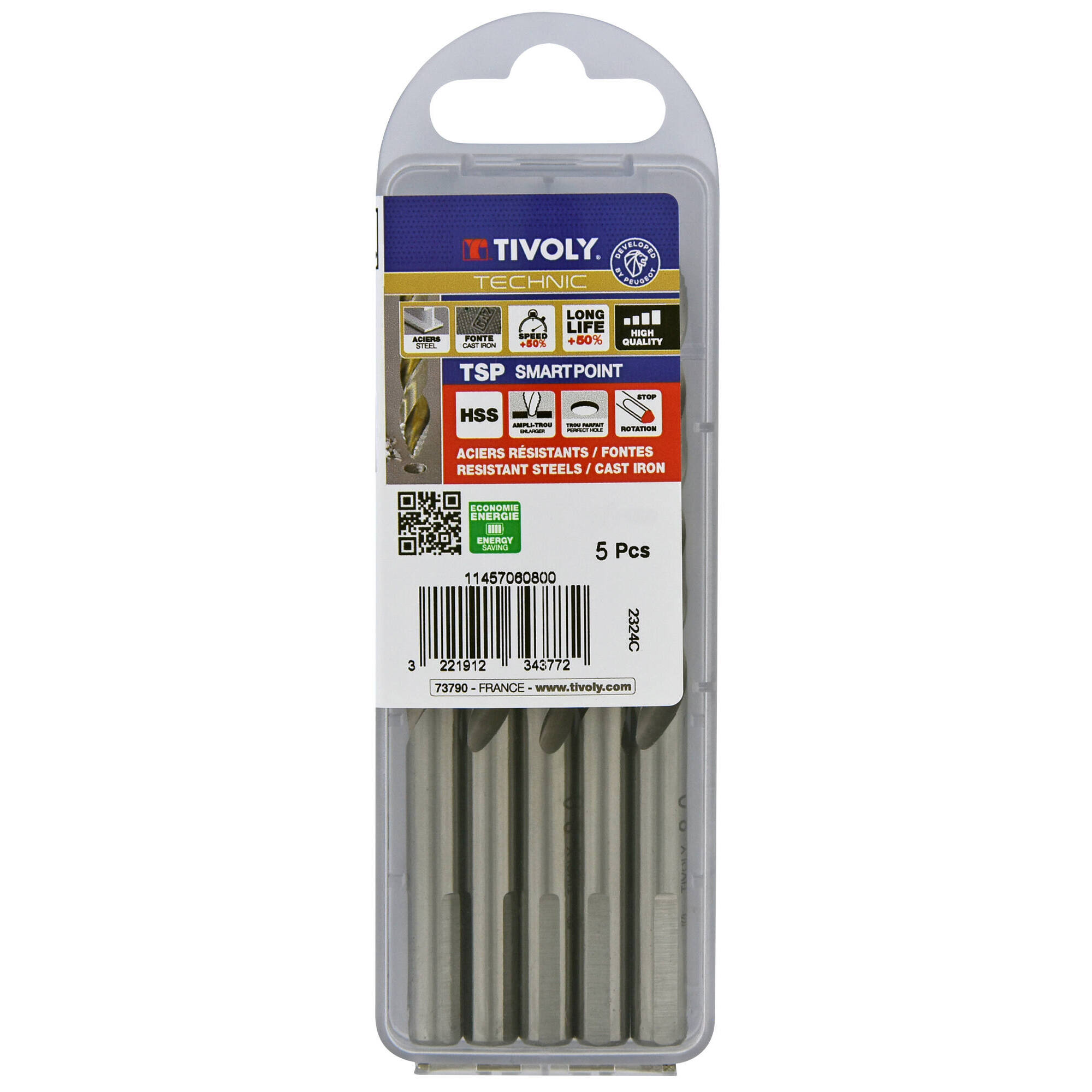 Ø: 6 / L: 93 / Broca para metal HSS PUNTA ESCALONADA | DIN338 | h8 | Afilado Tivoly Smart Point (Caja colgante)