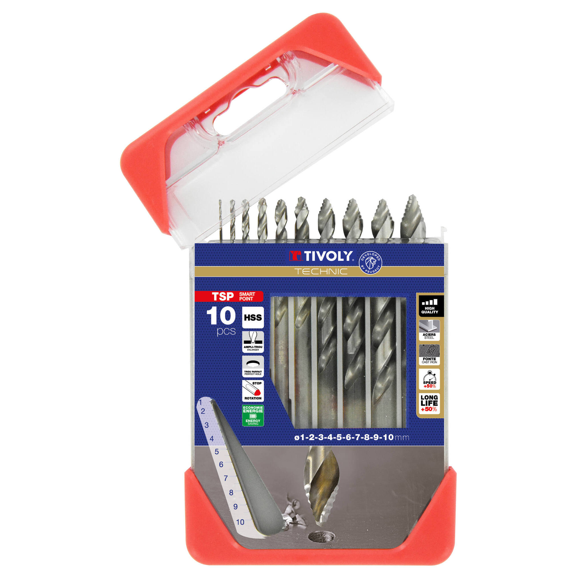 11457070001 - 10 brocas para metal HSS Afilado Tivoly Smart Point Ø 1 a 10mm