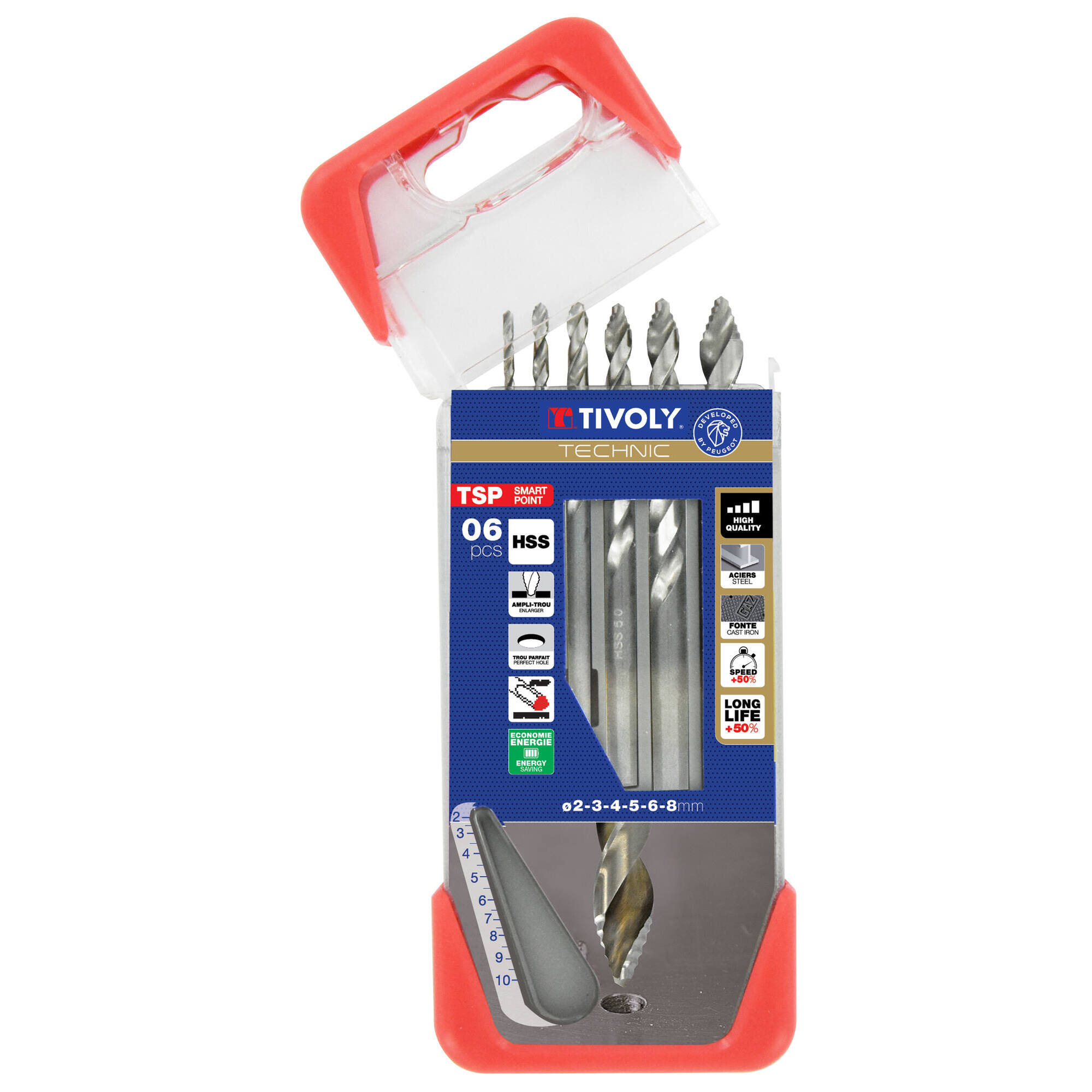 11457070002 - 6 brocas para metal HSS Afilado Tivoly Smart Point Ø 1 a 8mm