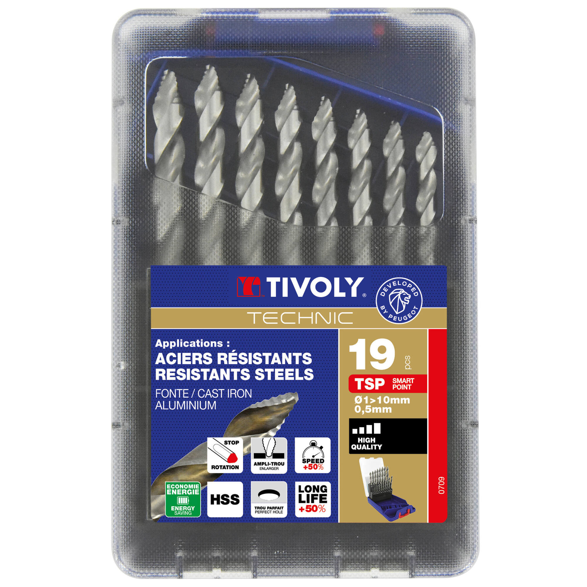 19 brocas para metal HSS Afilado Tivoly Smart Point Ø 1 a 10 mm