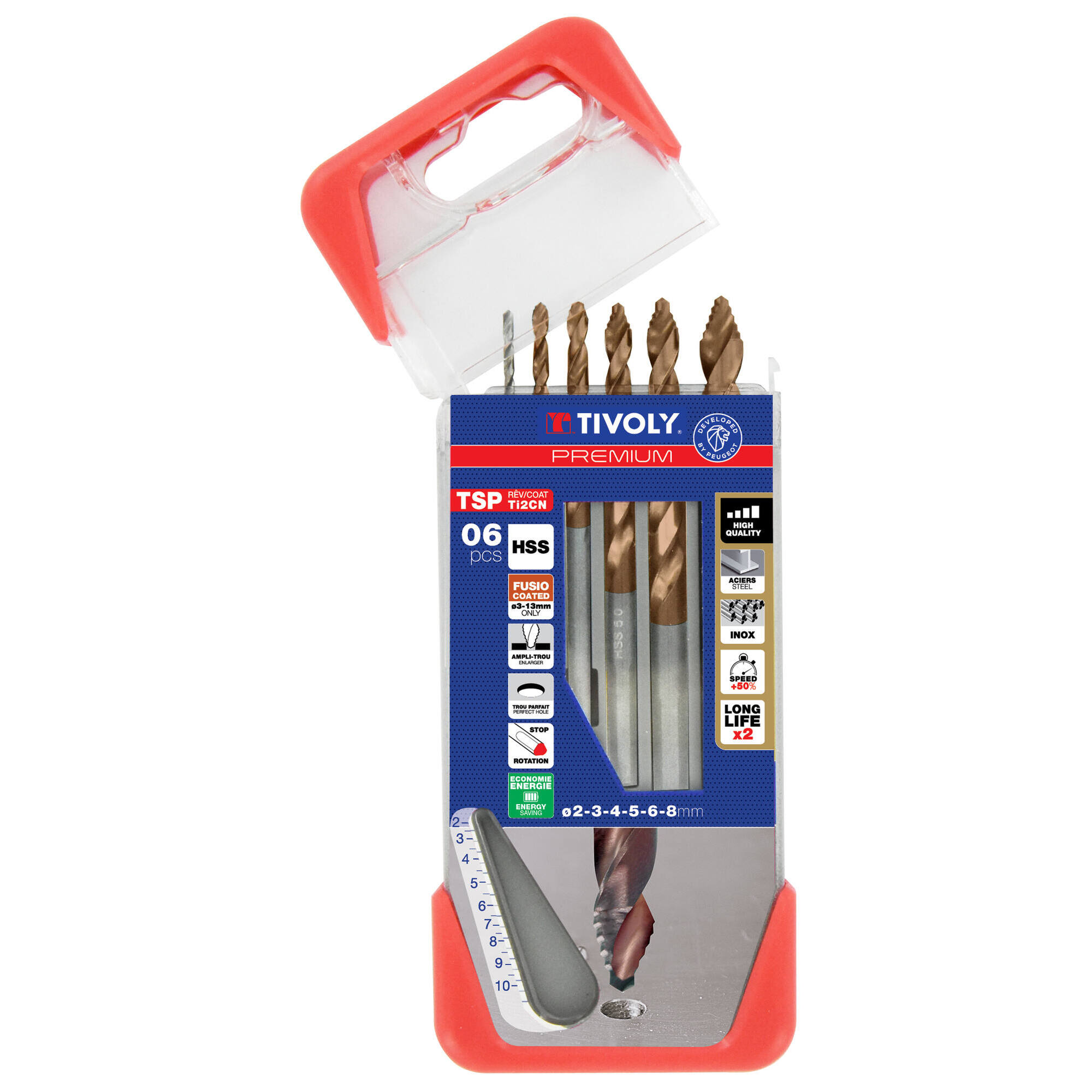 11457170002 - 6 brocas para metal HSS recubimiento FUSIO Afilado Tivoly Smart Point Ø 1 a 8mm