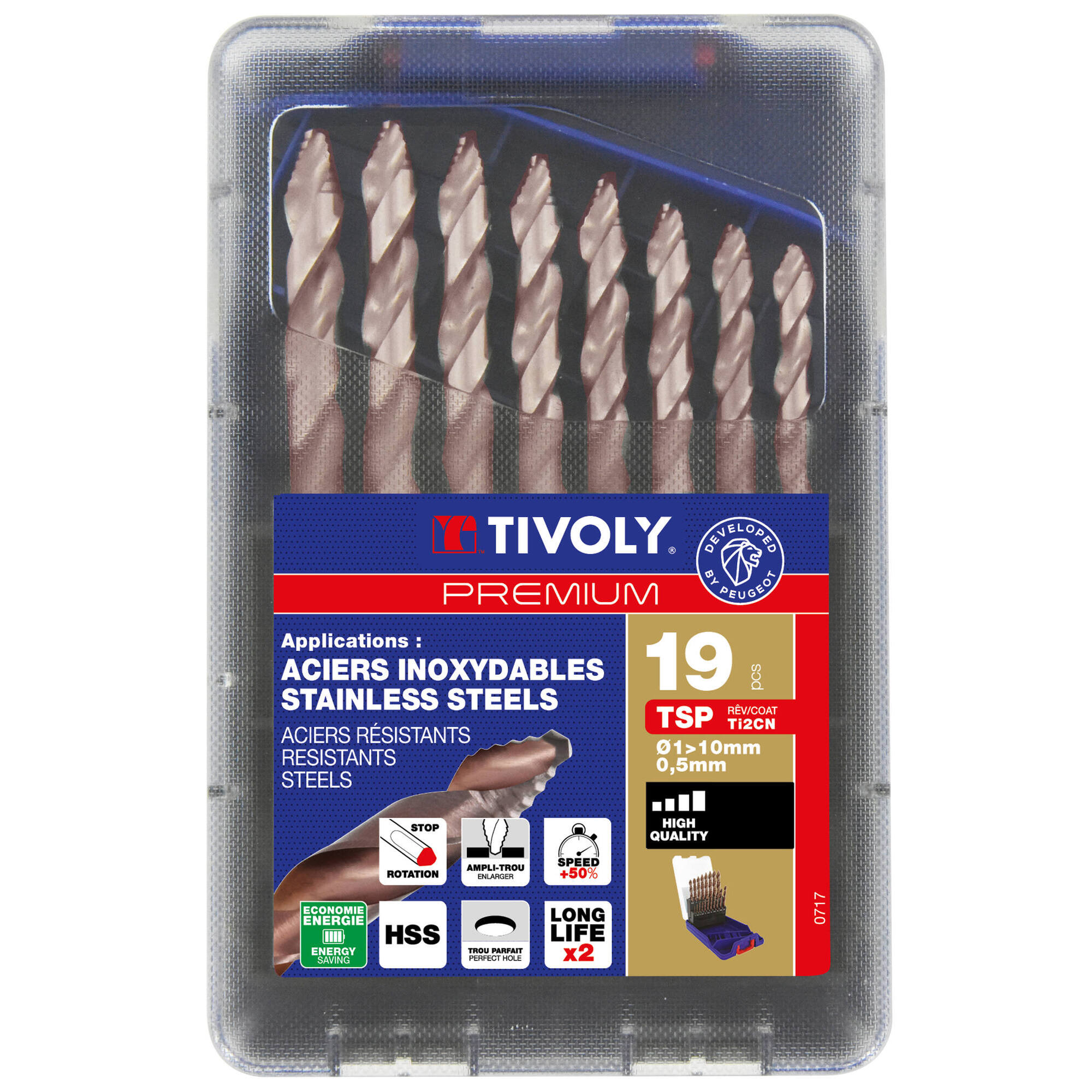19 brocas para metal HSS recubrimiento FUSIO Afilado Tivoly Smart Point Ø 1 a 10 mm