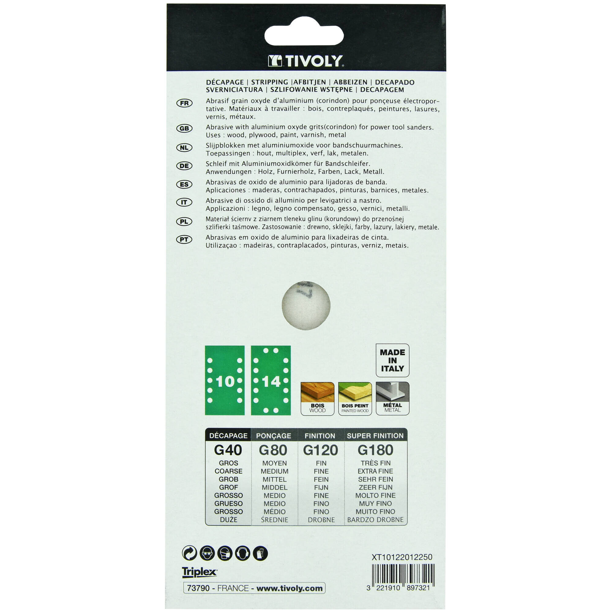 Hoja de lija AUTOADHESIVA -115x230 mm - Para lijadora orbital (Funda cartón) / Dim 115x230 / Gr : 40