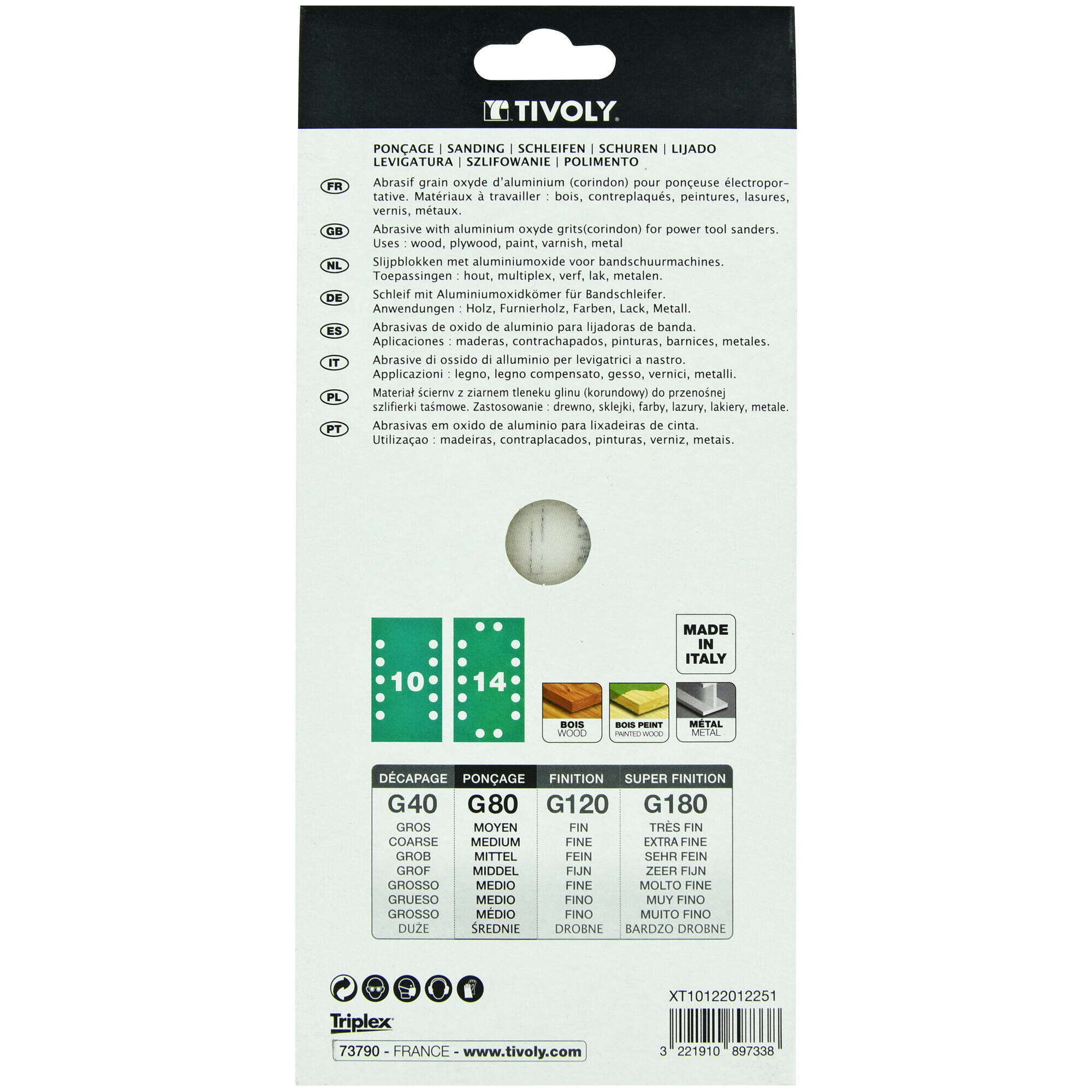 Hoja de lija AUTOADHESIVA -115x230 mm - Para lijadora orbital (Funda cartón) / Dim 115x230 / Gr : 80