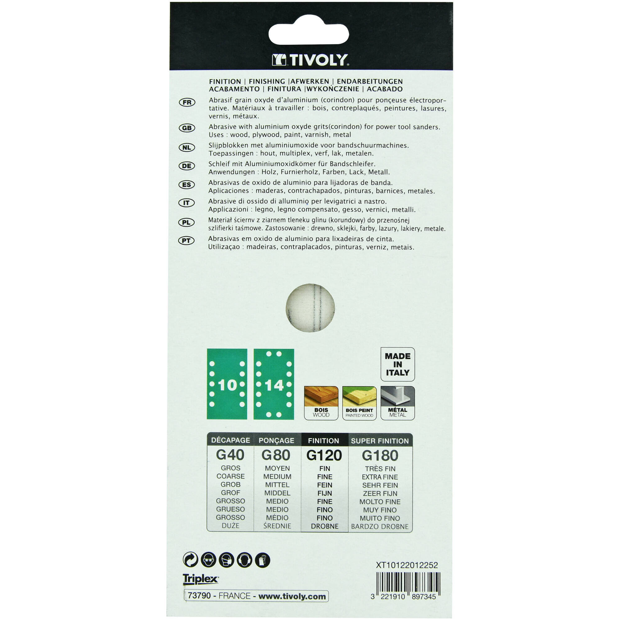 Hoja de lija AUTOADHESIVA -115x230 mm - Para lijadora orbital (Funda cartón) / Dim 115x230 / Gr : 120