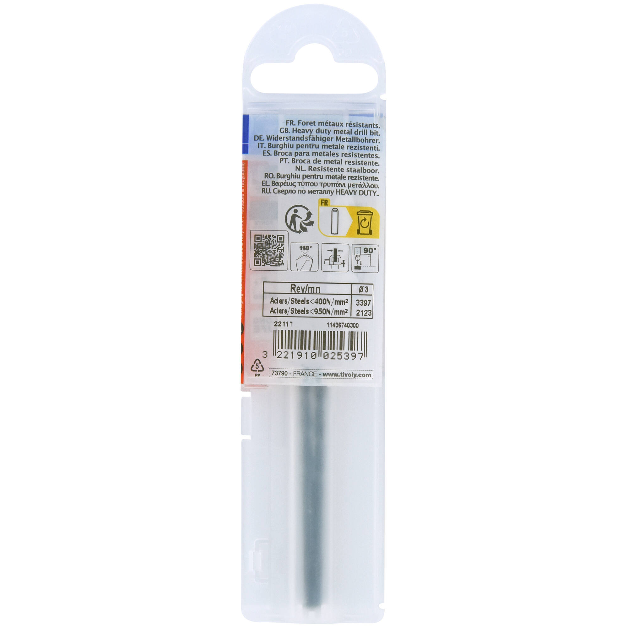 Ø: 3 / L: 61 / Broca para metal HSS - Tratamiento STEAM -Afilado SPLIT POINT (Funda plástico)