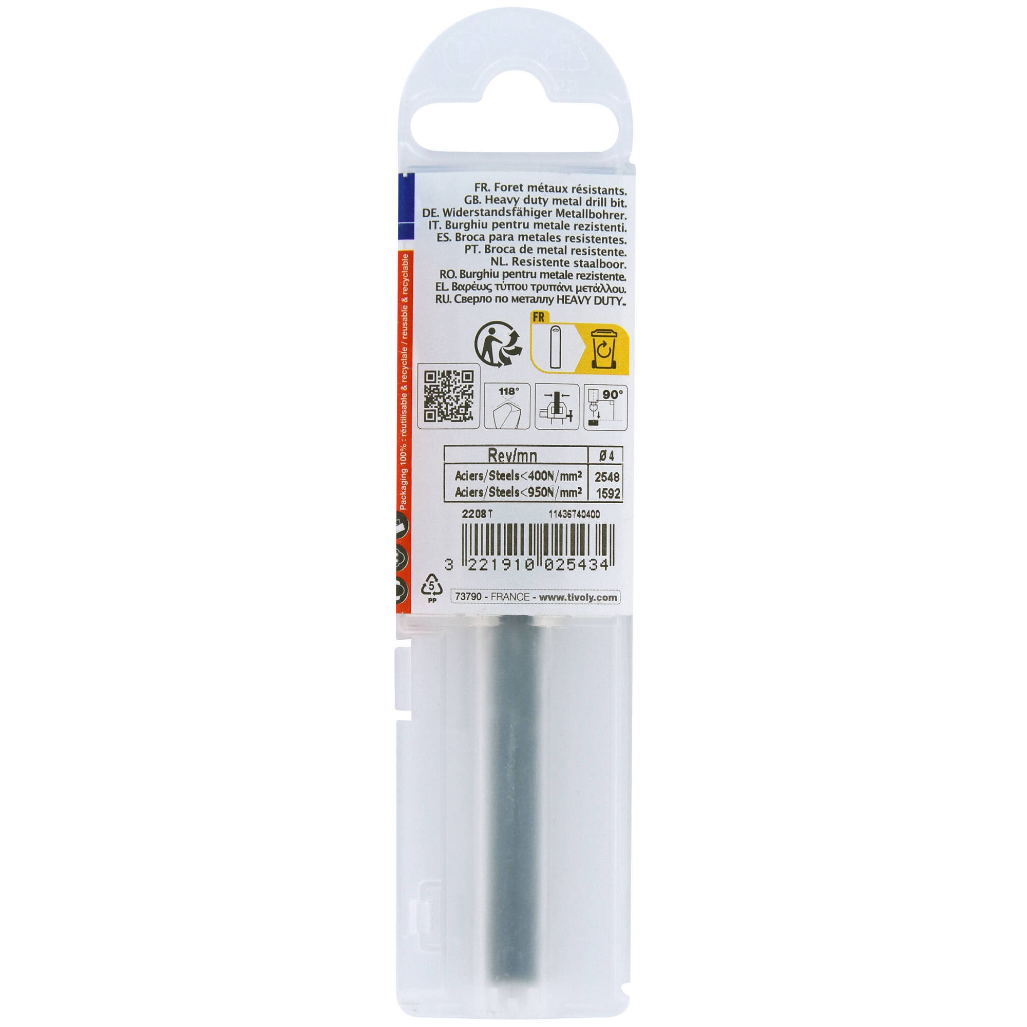 Ø: 4 / L: 75 / Broca para metal HSS - Tratamiento STEAM -Afilado SPLIT POINT (Funda plástico)