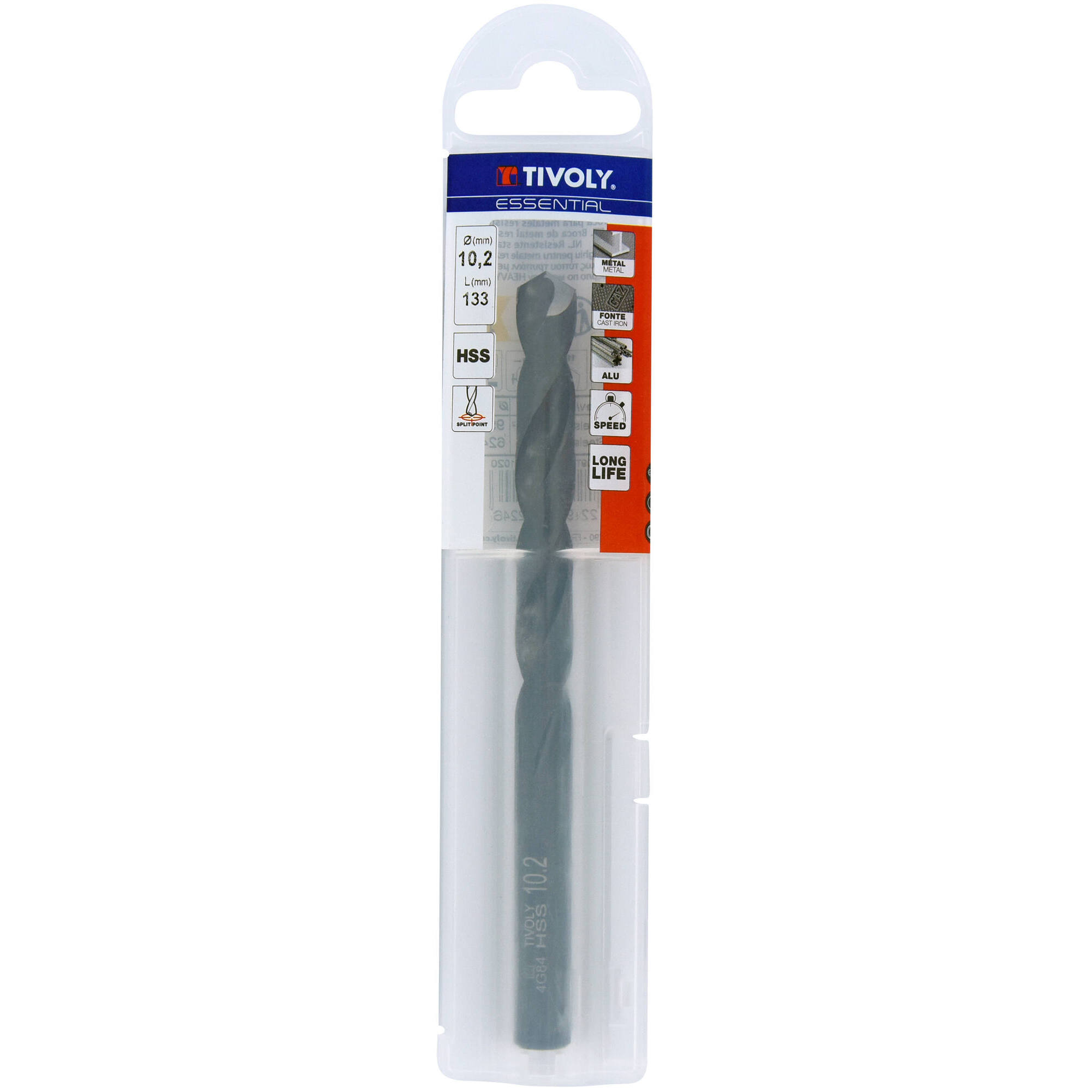 Ø: 10.2 / L: 133 / Broca para metal HSS - Tratamiento STEAM -Afilado SPLIT POINT (Funda plástico)