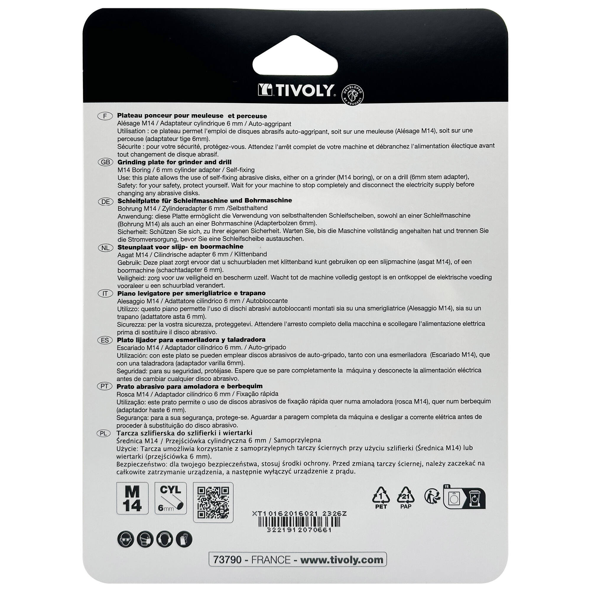 Plato de lijado autoadhesivo -mixto: amoladora y taladro Ø 115 mm