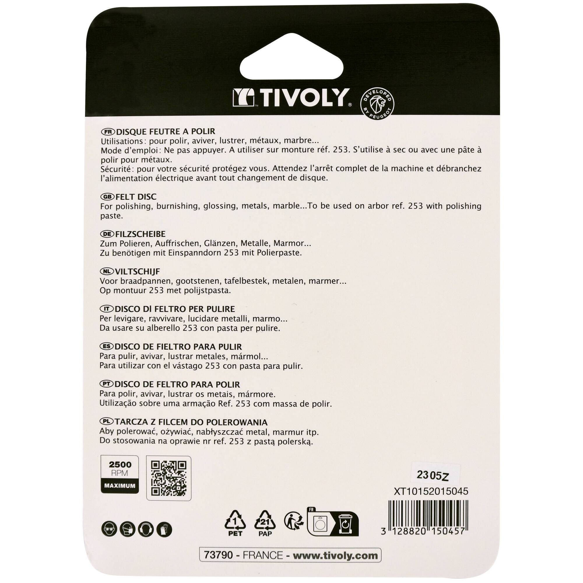 Disco de fieltro para pulir Ø 100 mm