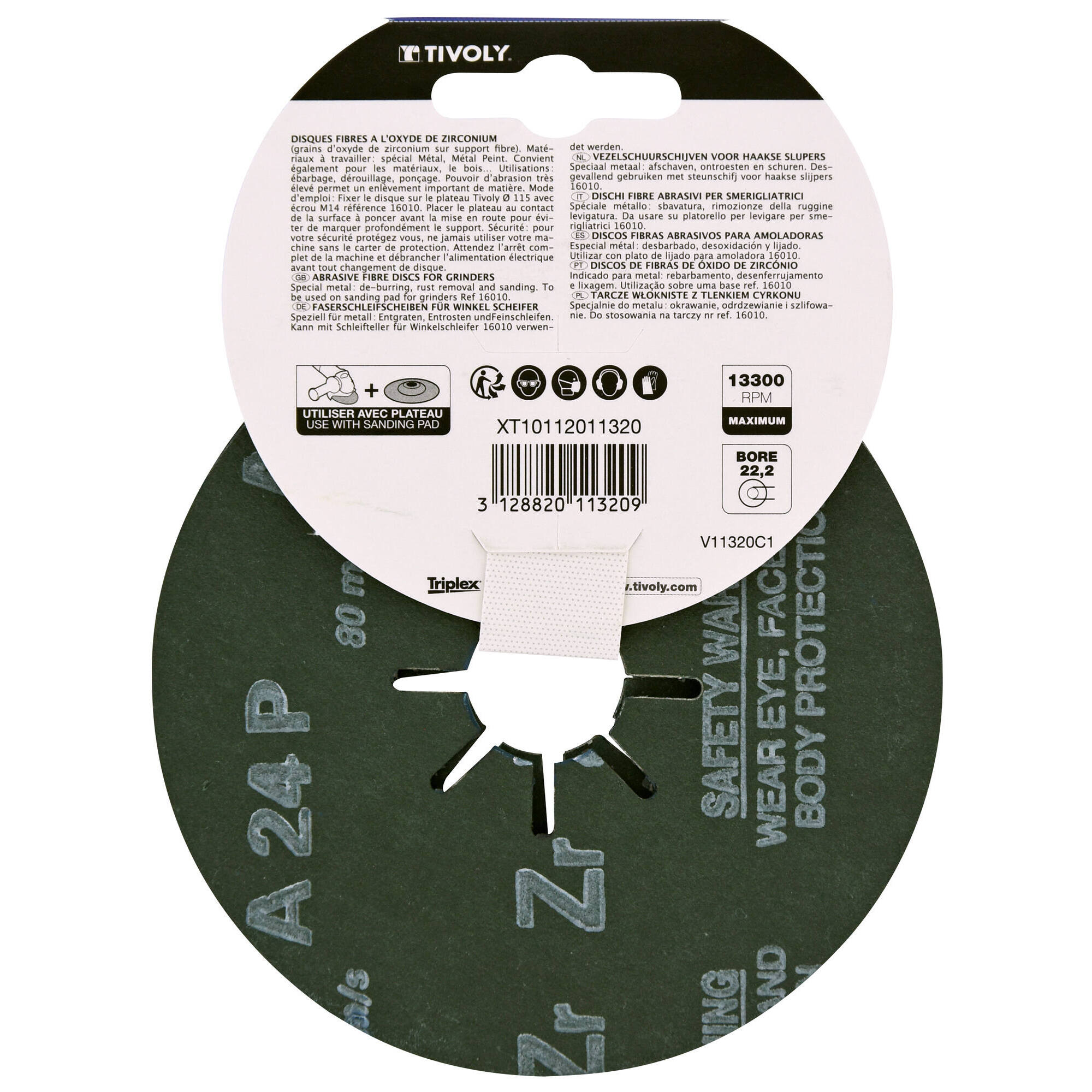 Disco FIBRA DE CIRCONIO (Cartoncillo colgante) / Dim Ø115 / Gr : 24