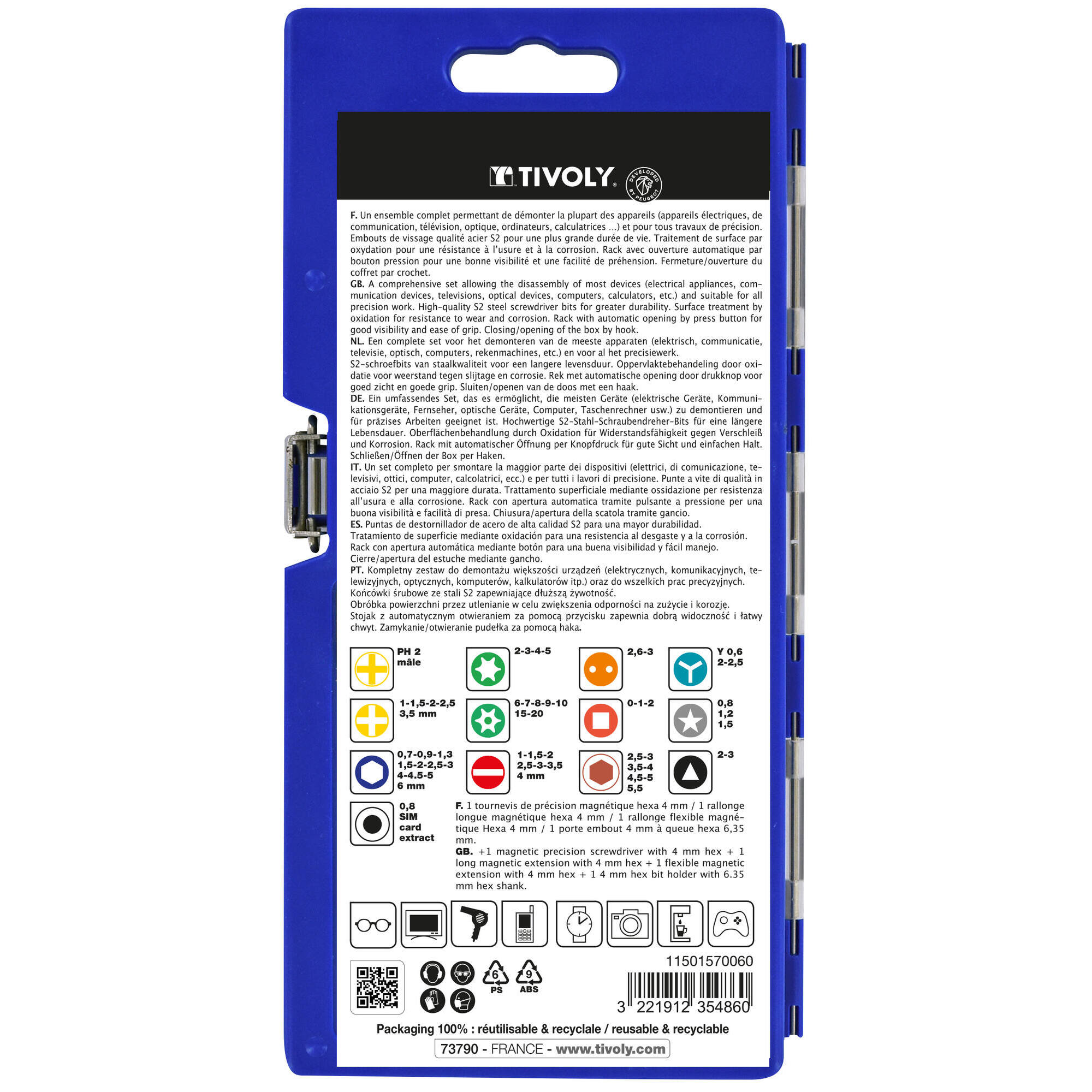 Estuche de puntas de atornillar de precisión (Estuche) N°: / L: