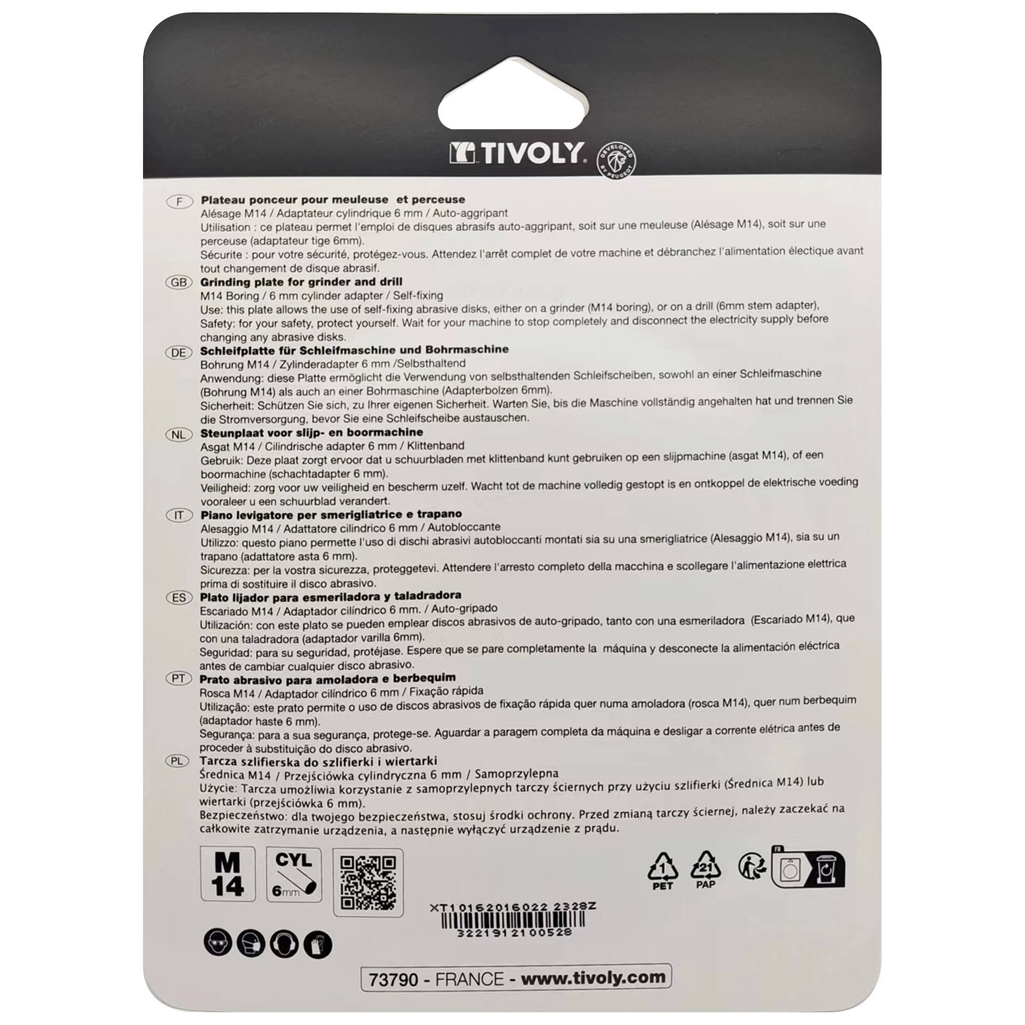 Plato de lijado autoadhesivo -mixto: amoladora y taladro Ø 125 mm