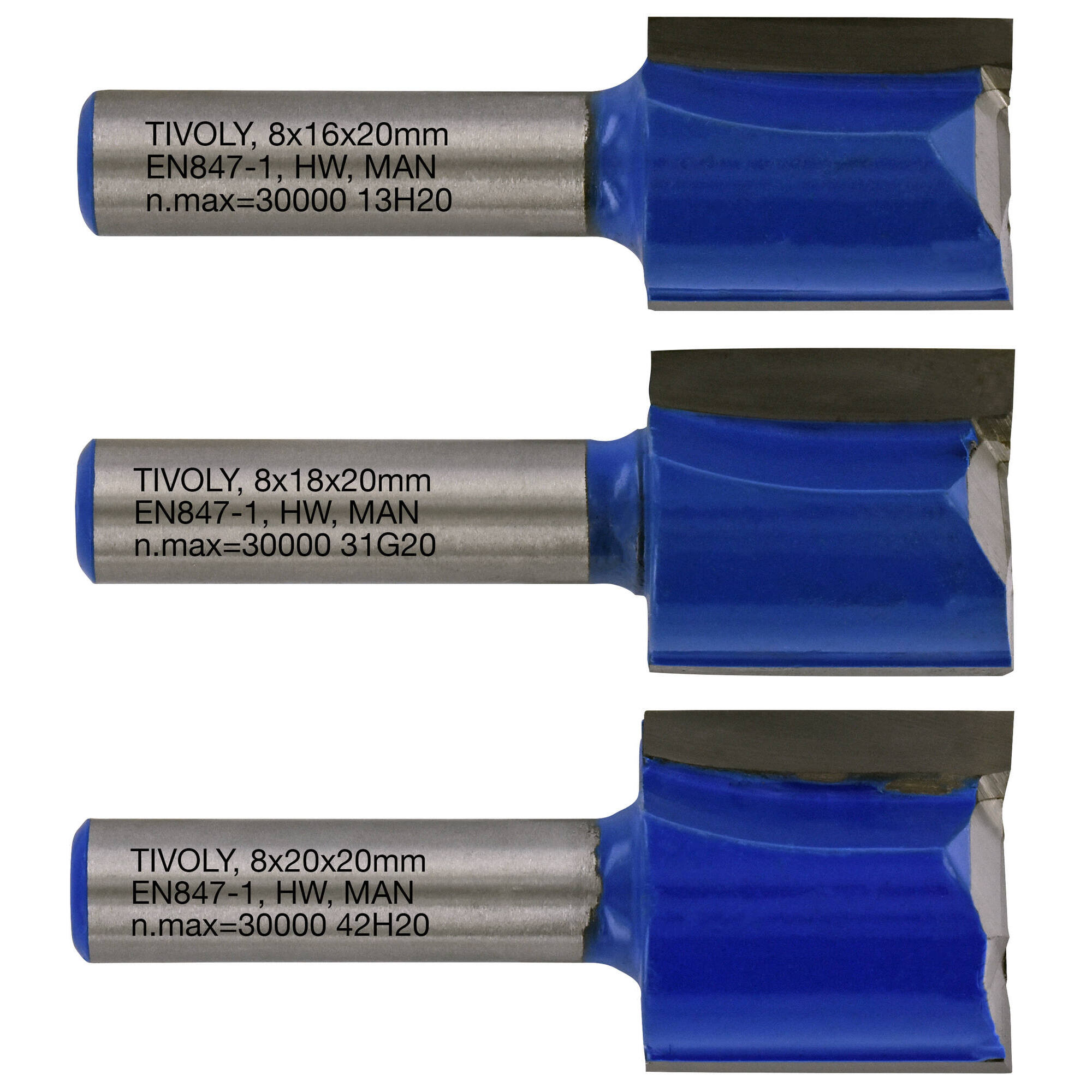 XT60642067330 - 3 fresas para ranurar Ø 16- 18- 20 mm