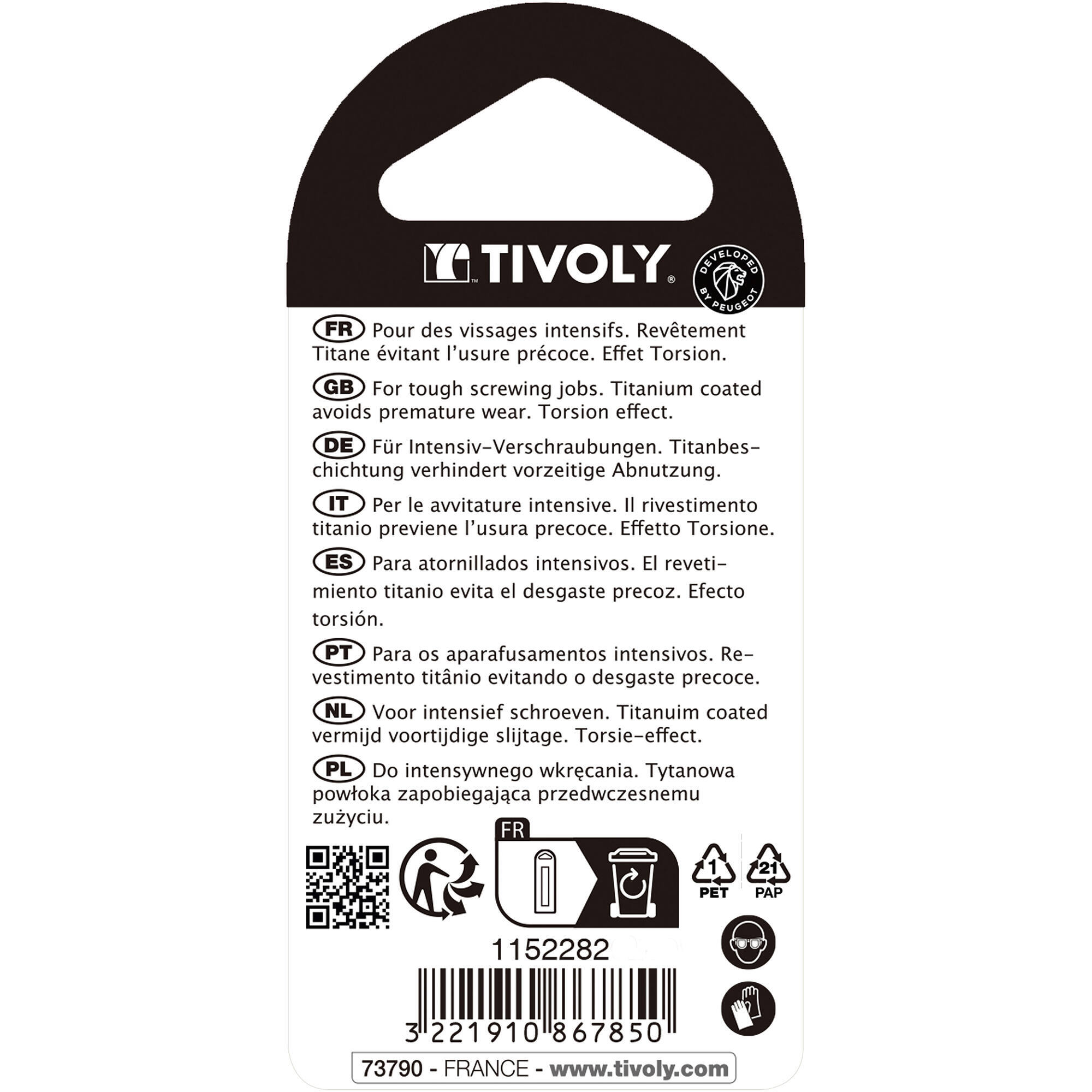 Punta de atornillar -Torsión TiN -Para tornillo Phillips (Blíster) N°: N2 / L: 50