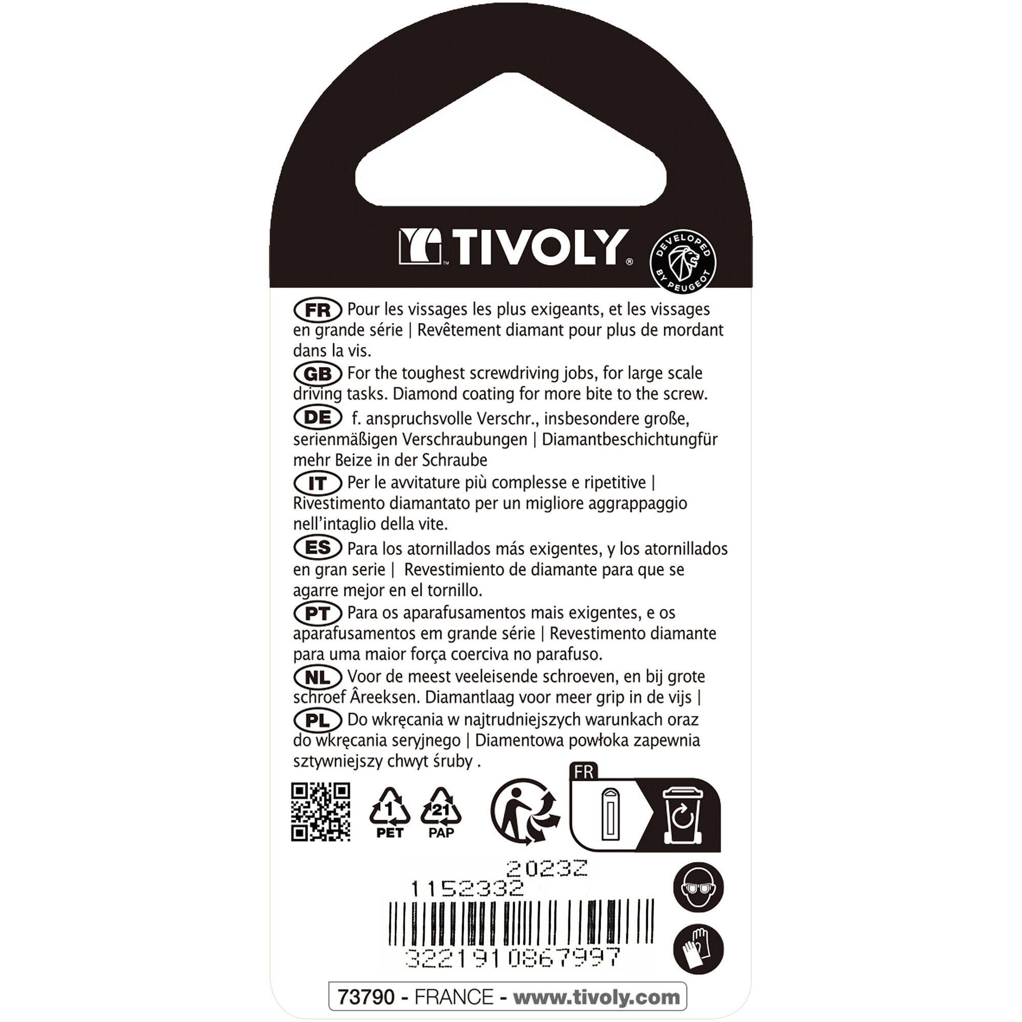 Punta de atornillar -Torsión diamante IMPACTO -Para tornillo Phillips (Blíster) N°: N2 / L: 25