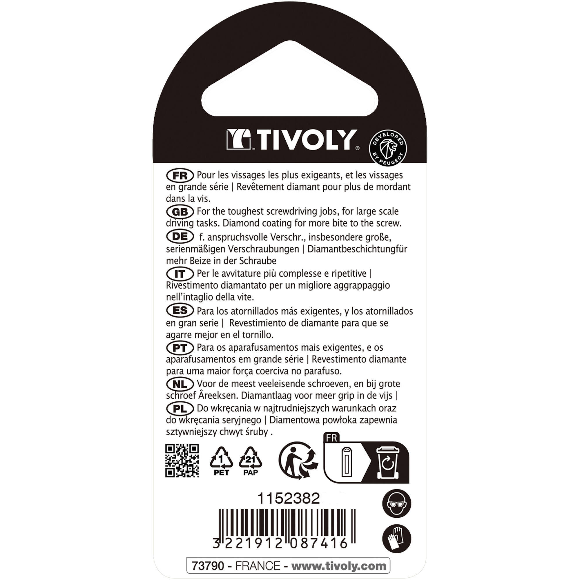 Punta de atornillar -Torsión diamante IMPACTO -Para tornillo Phillips (Blíster) N°: N2 / L: 50